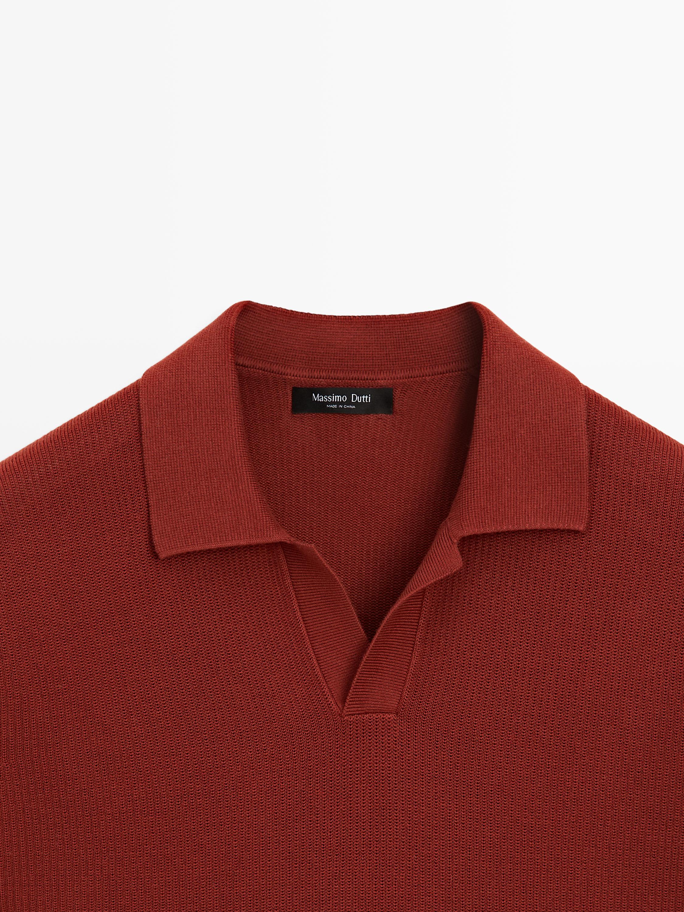 100% cotton knit polo sweater — COPPER