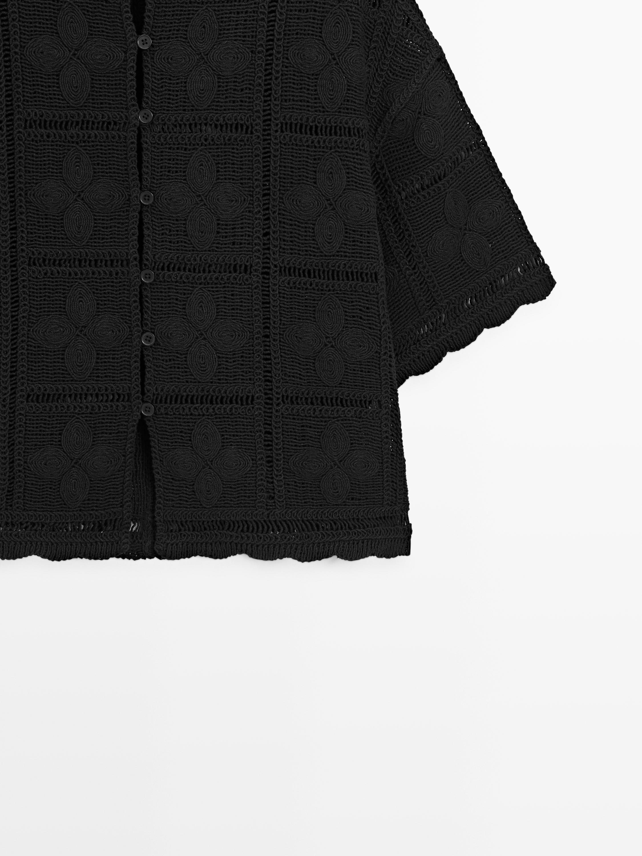 Cutwork crochet cardigan — BLACK
