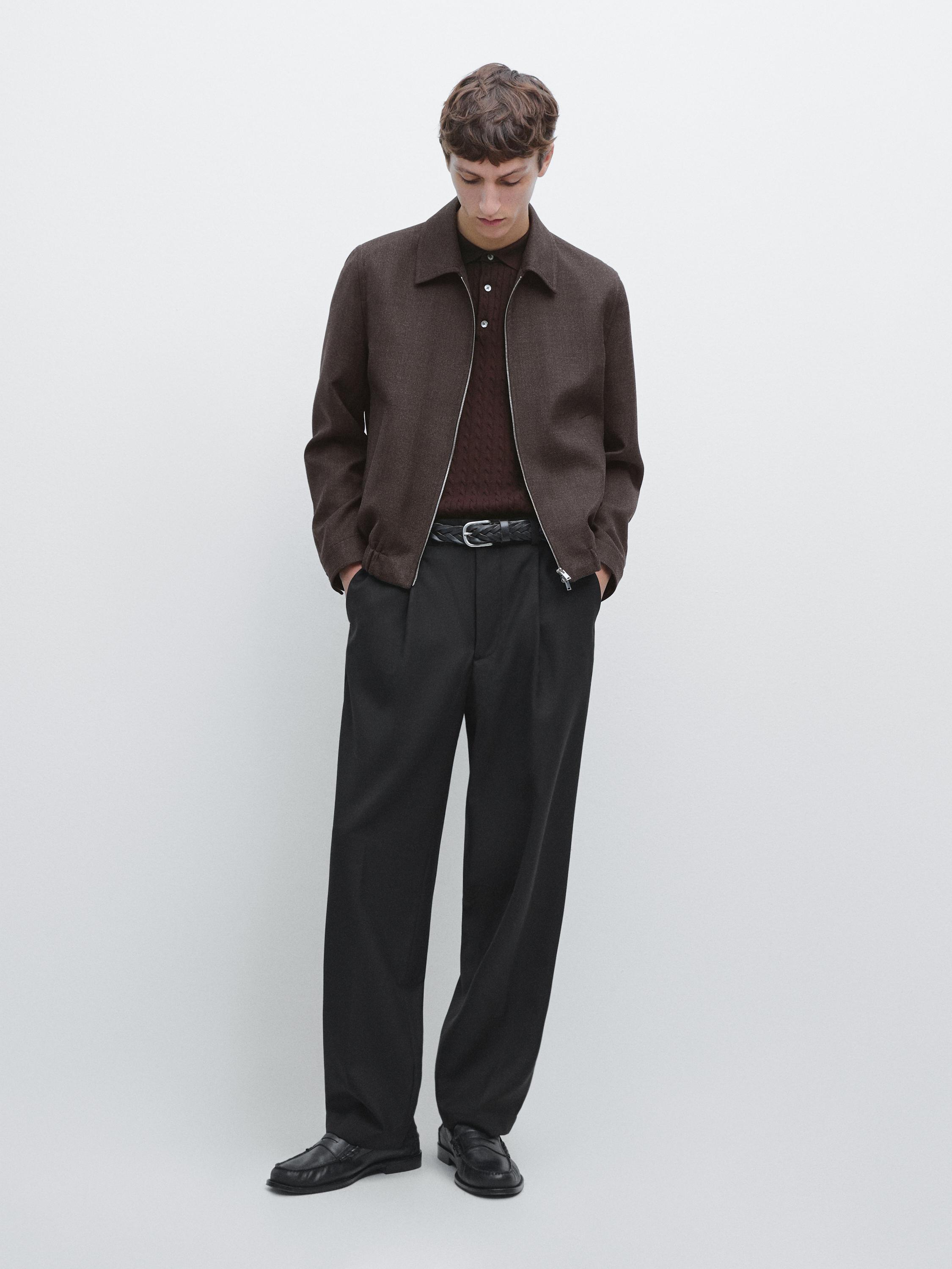 Relaxed fit wool trousers with dart detail