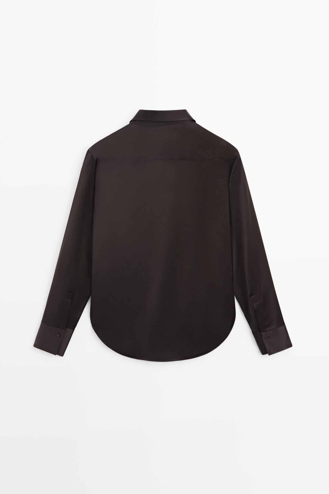 Flowing satin shirt — Chocolate