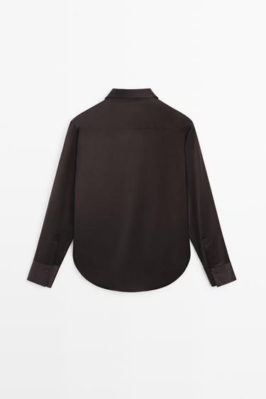 Flowing satin shirt — Chocolate 6