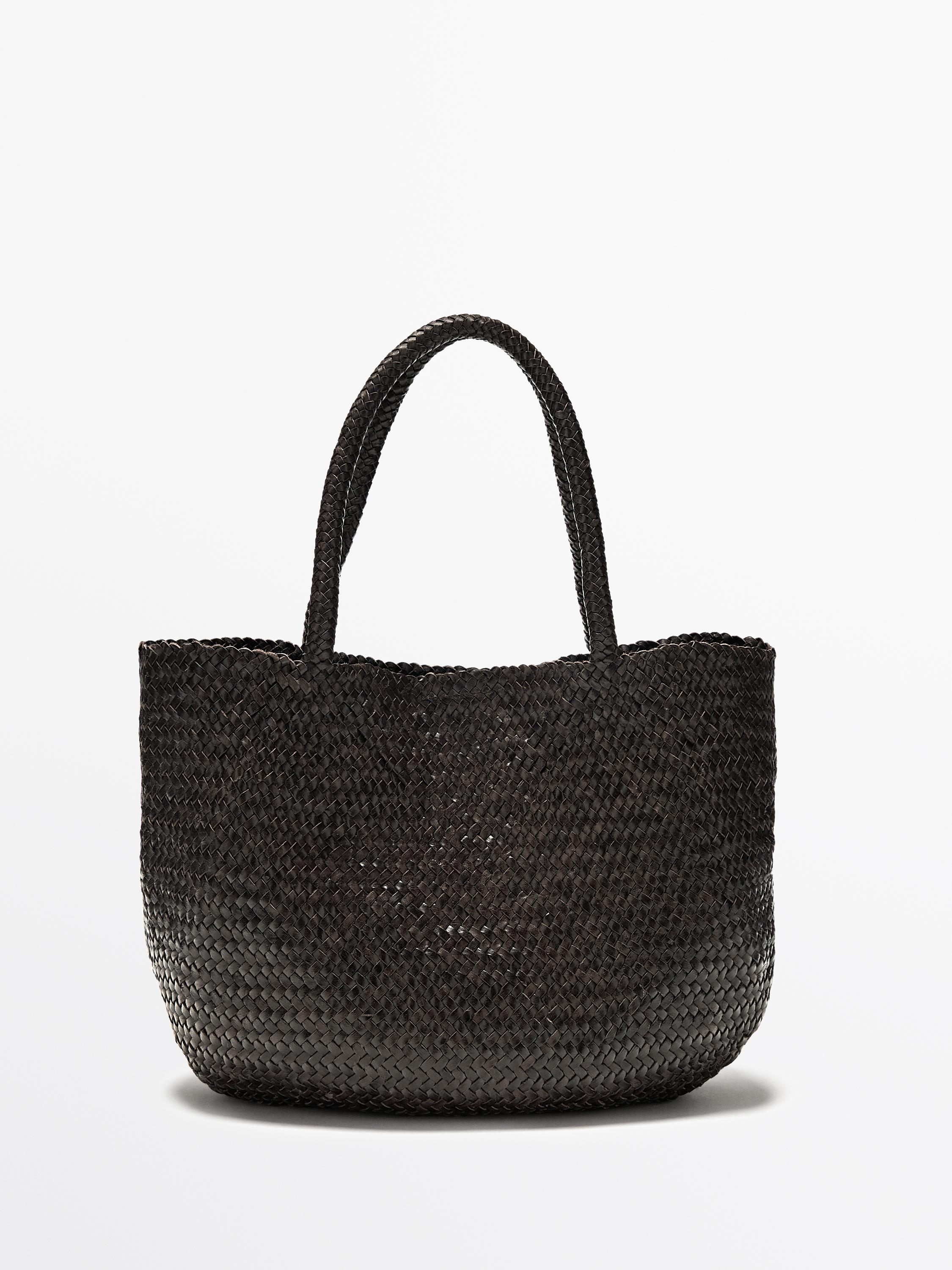 Braided nappa leather tote bag