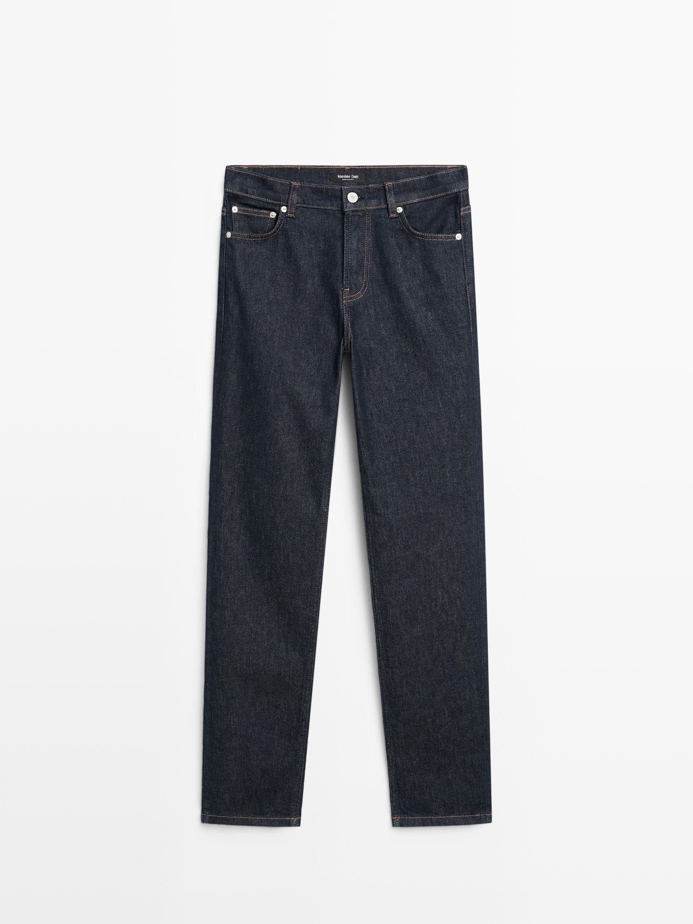 Mid-rise straight-leg jeans