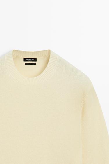 Cashmere round neck knit sweater — CREAM 4