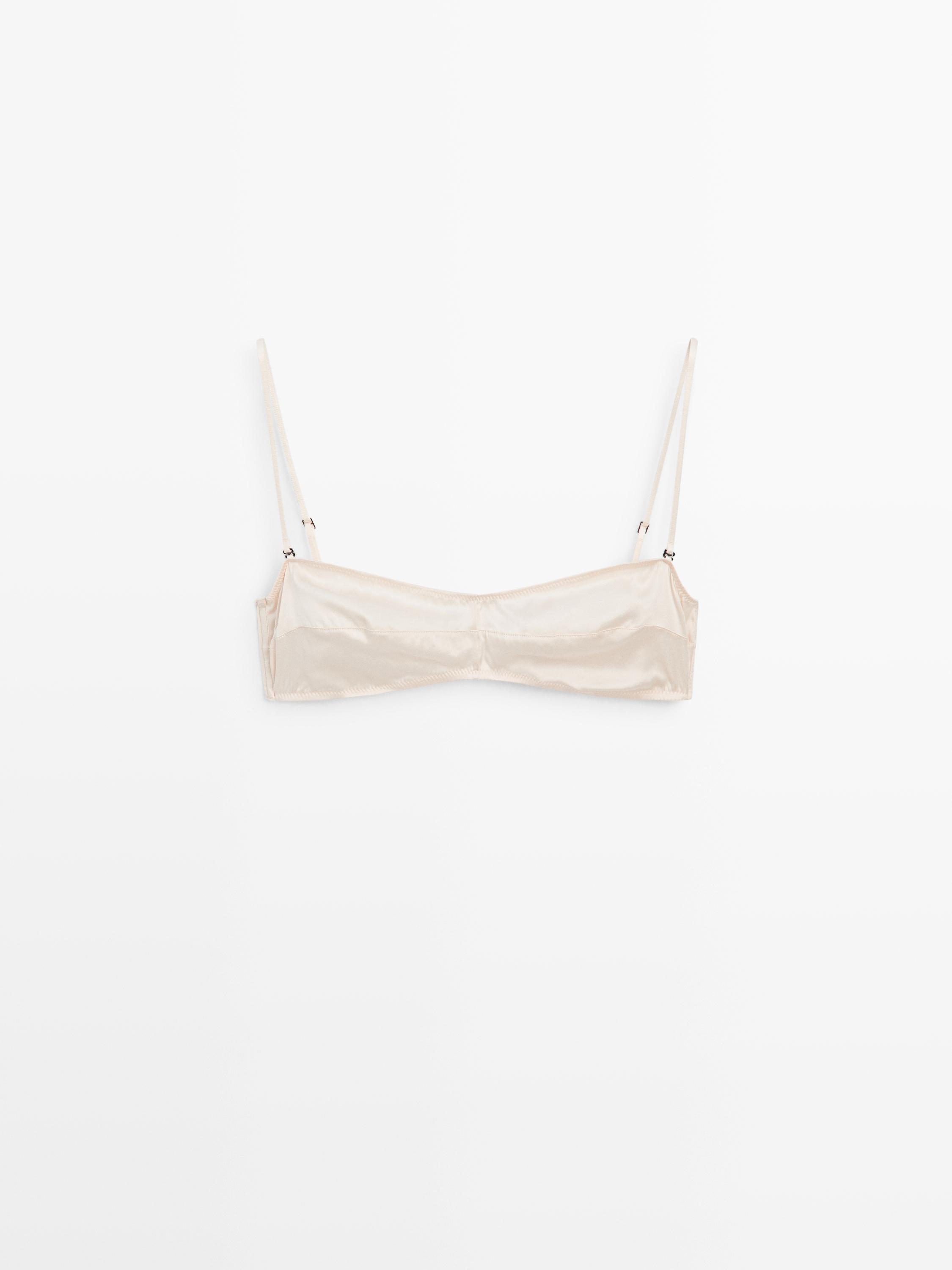 Top bandeau en soie mélangée