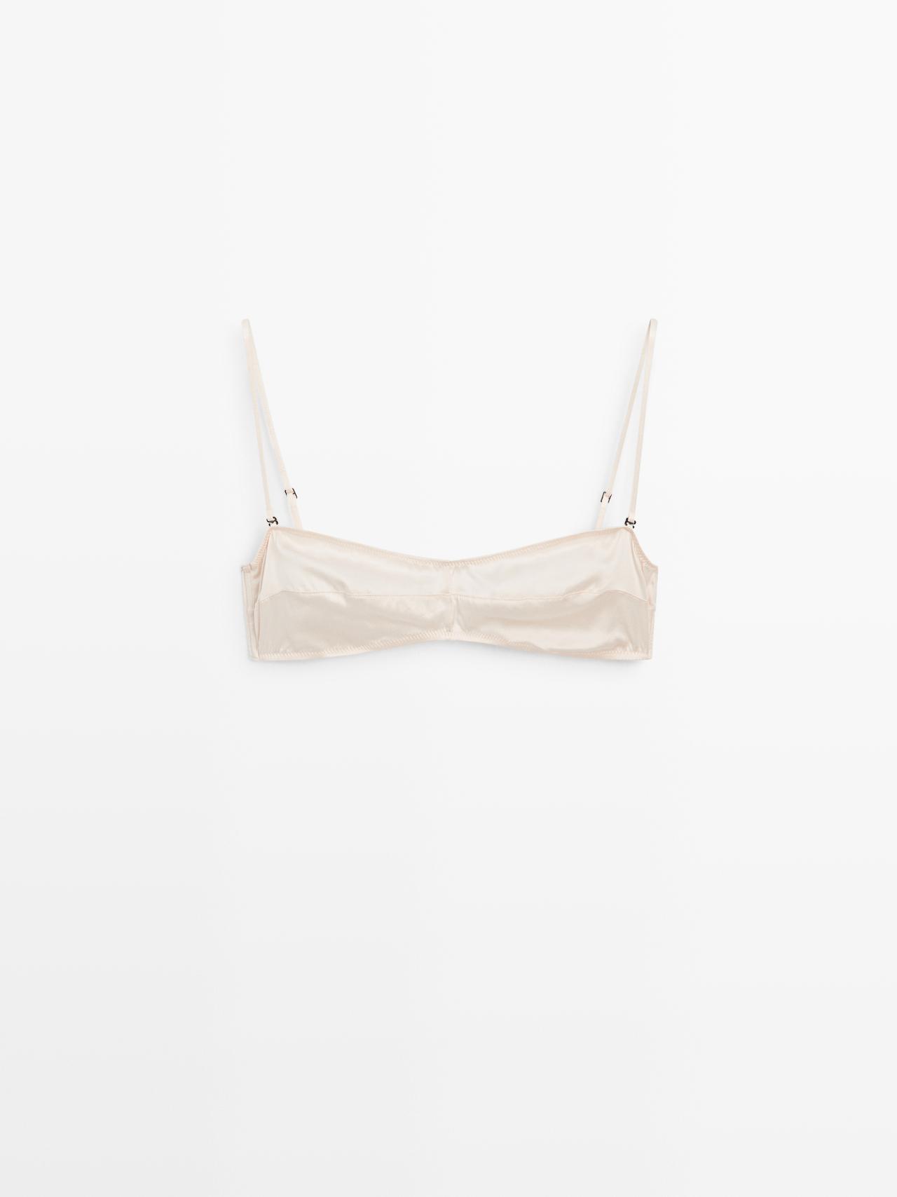 Top Bandeau En Soie Mélangée - Cru - M - Massimo Dutti - Femme