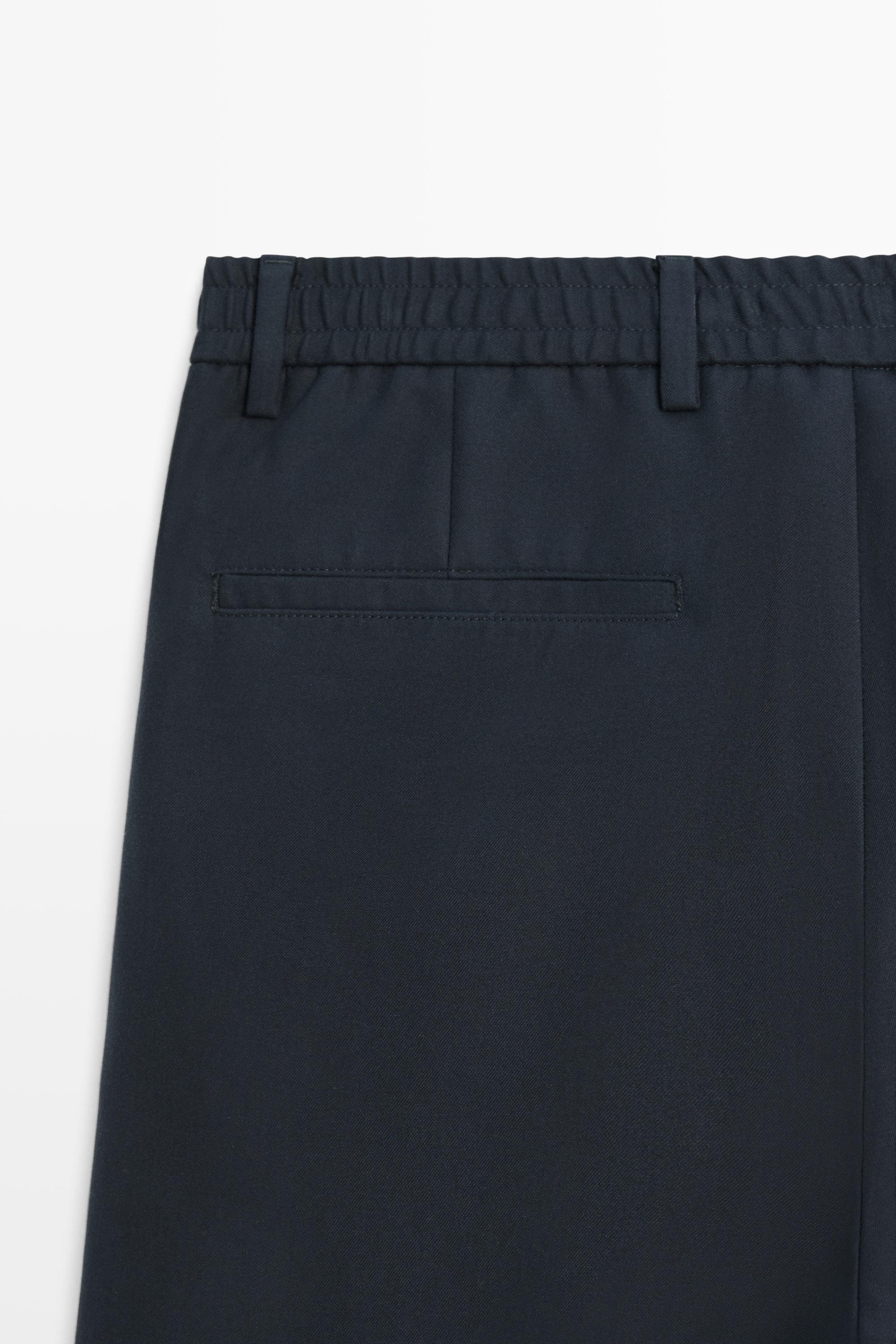 100% cotton pants with elasticated waistband — NAVY BLUE