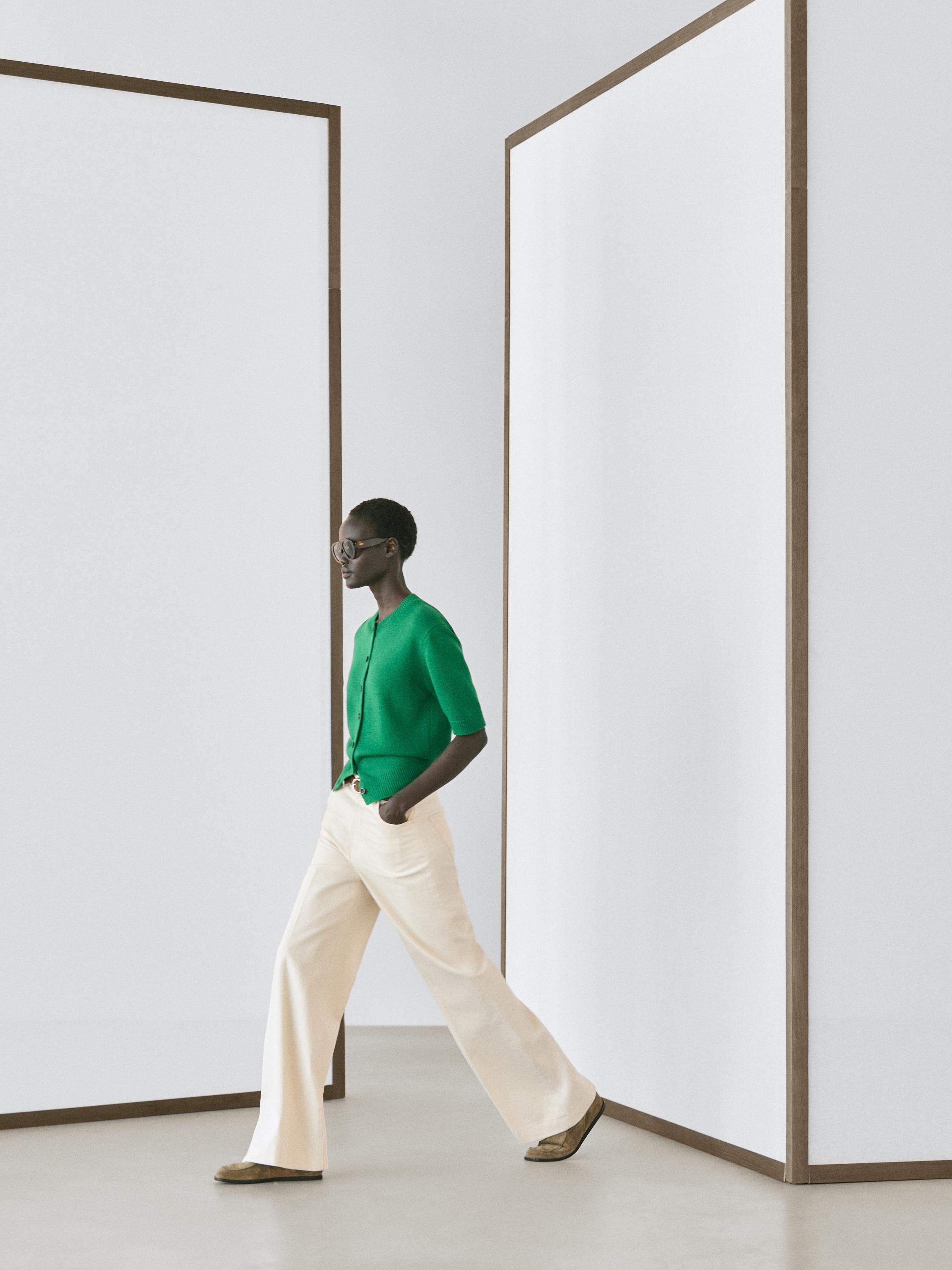 Cardigan à manches courtes en maille de coton mélangé