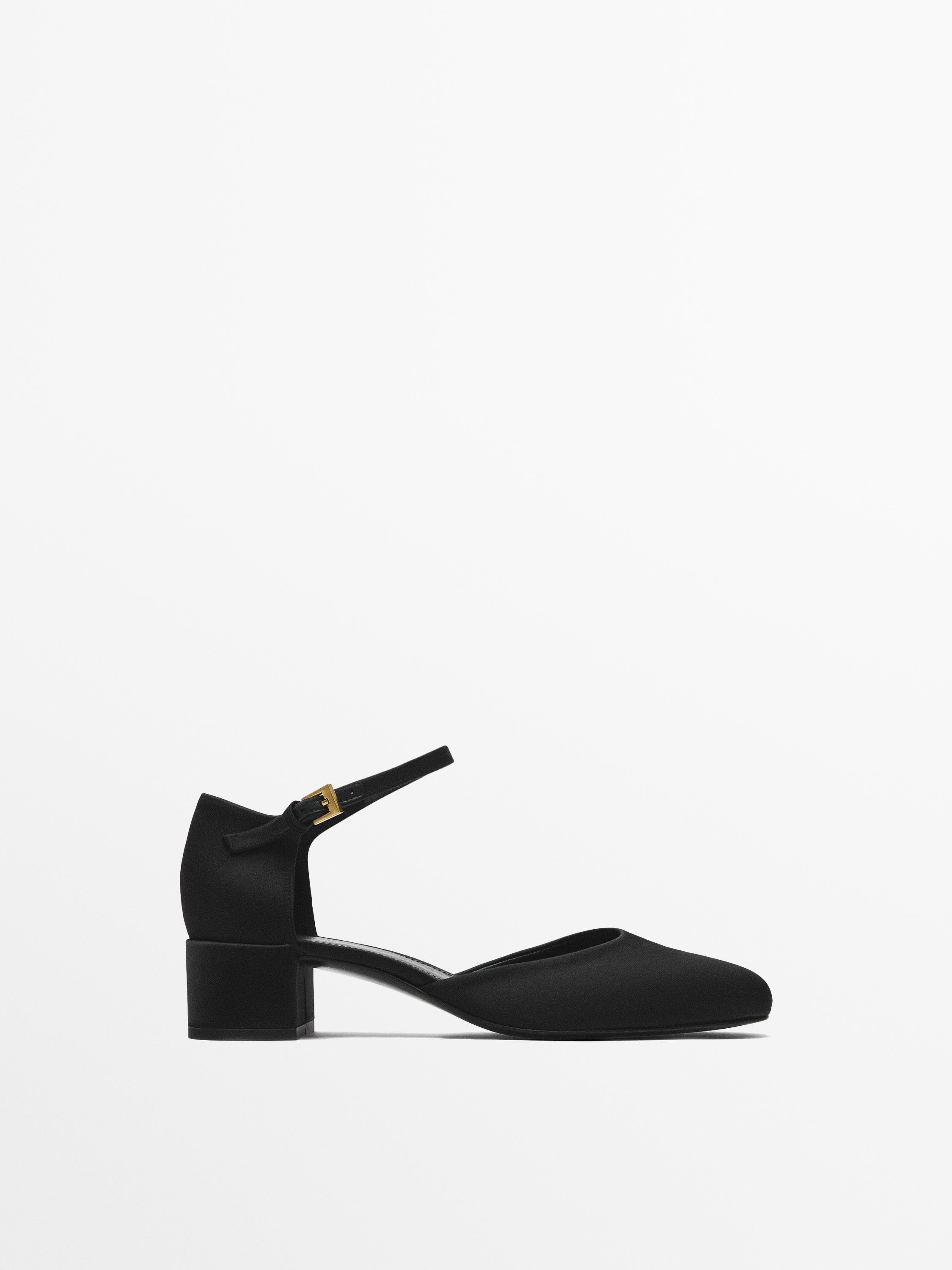 Heeled satin shoes · Black · Heel Shoes | Massimo Dutti