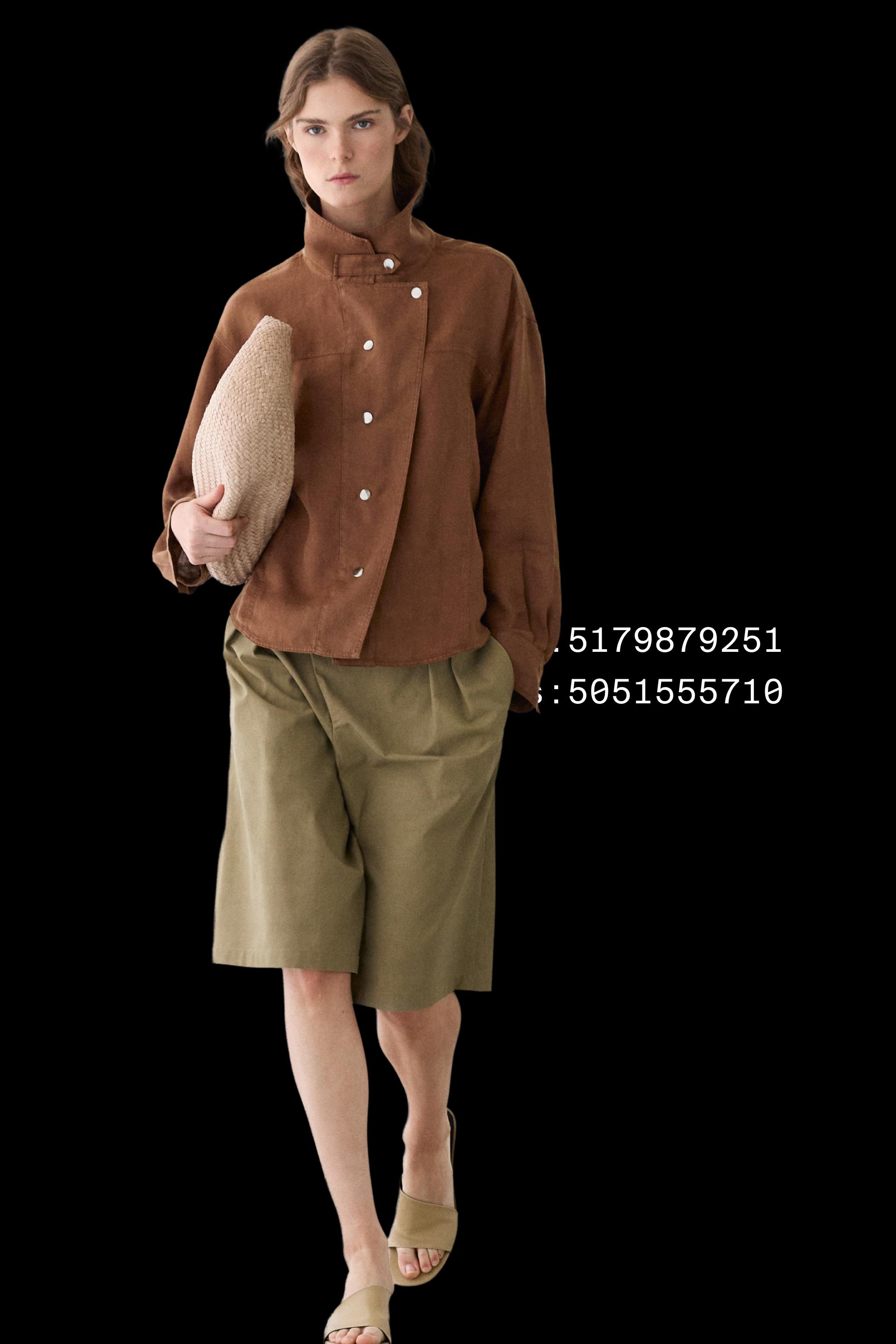 Melange linen suit Bermuda shorts — CAMEL