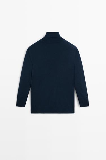 Wool blend turtleneck knit sweater — NAVY BLUE 6