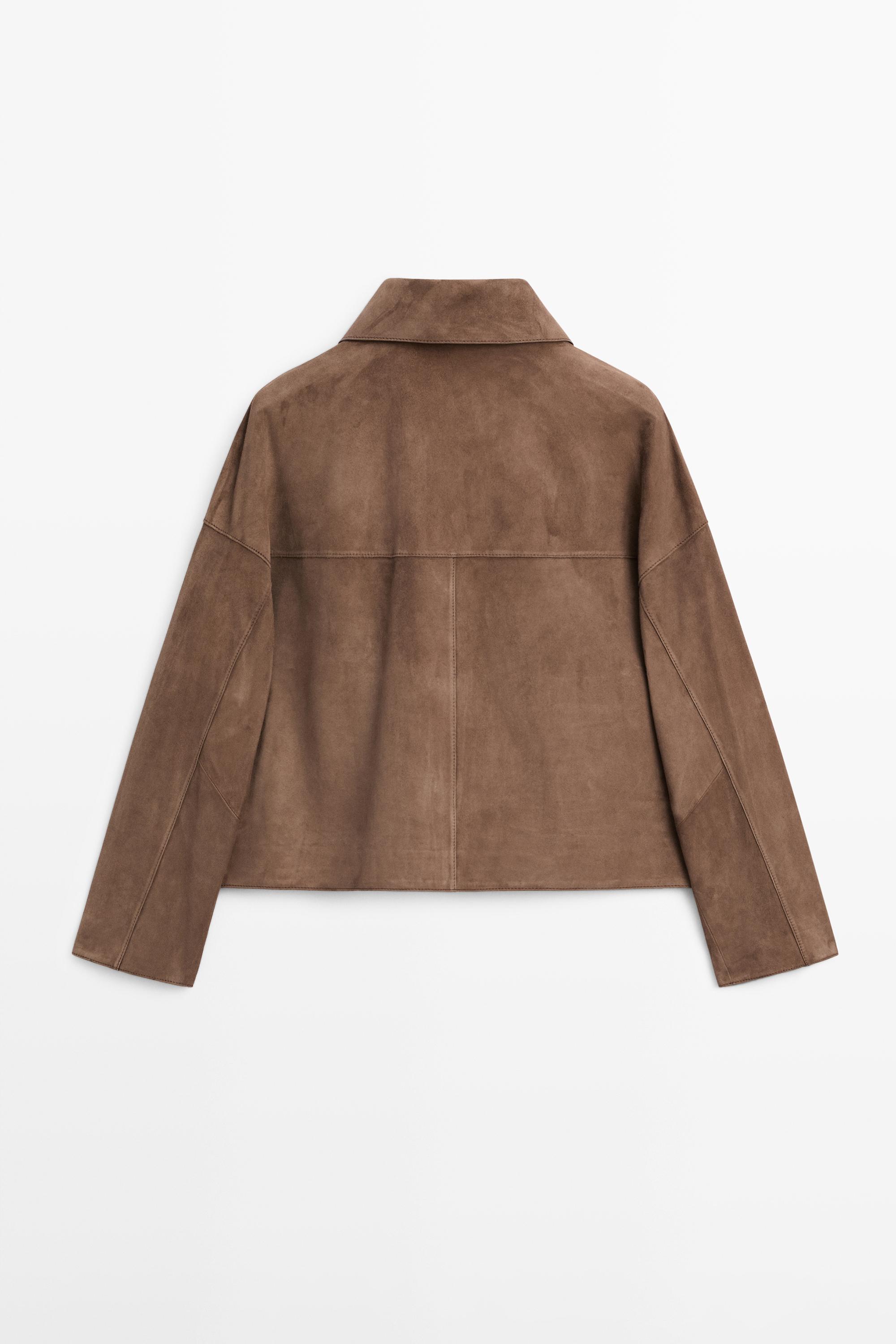 Flowing suede leather jacket — MOLE BROWN