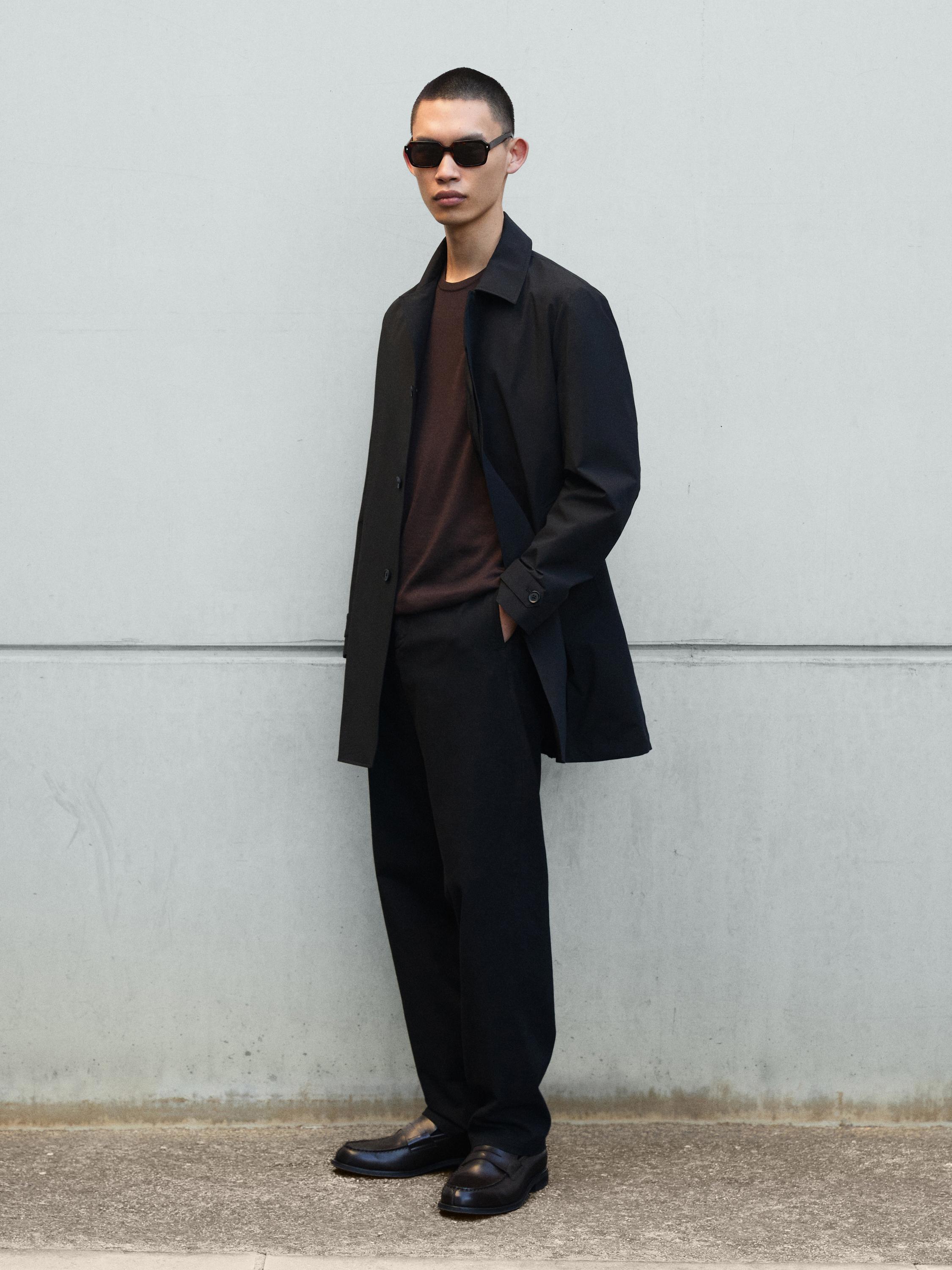 Lightweight technical fabric parka — BLACK