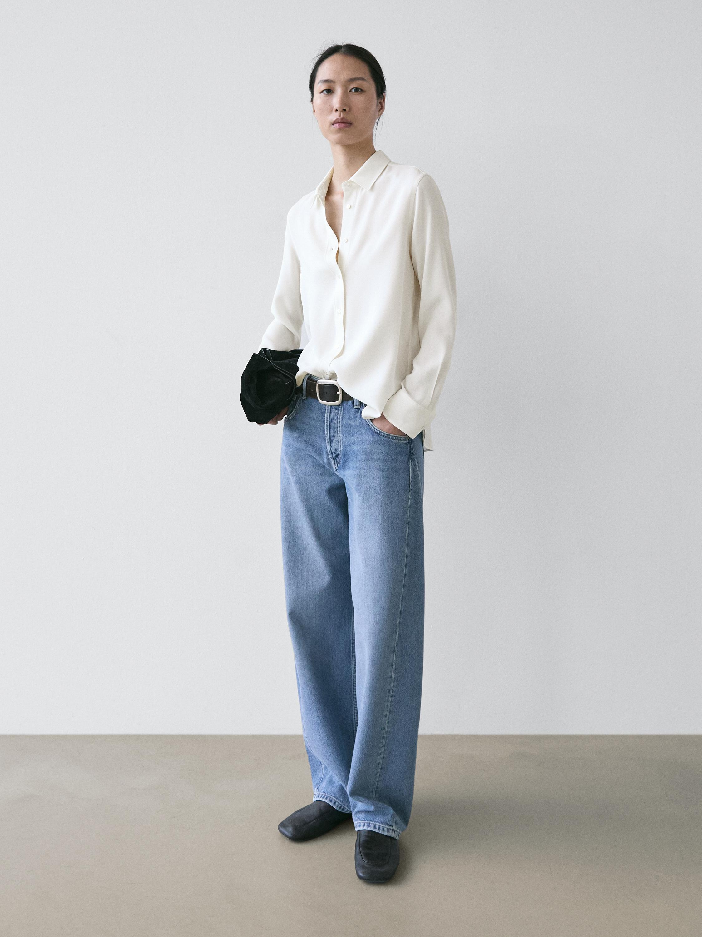 Flowing shirt with shirt collar — Off white