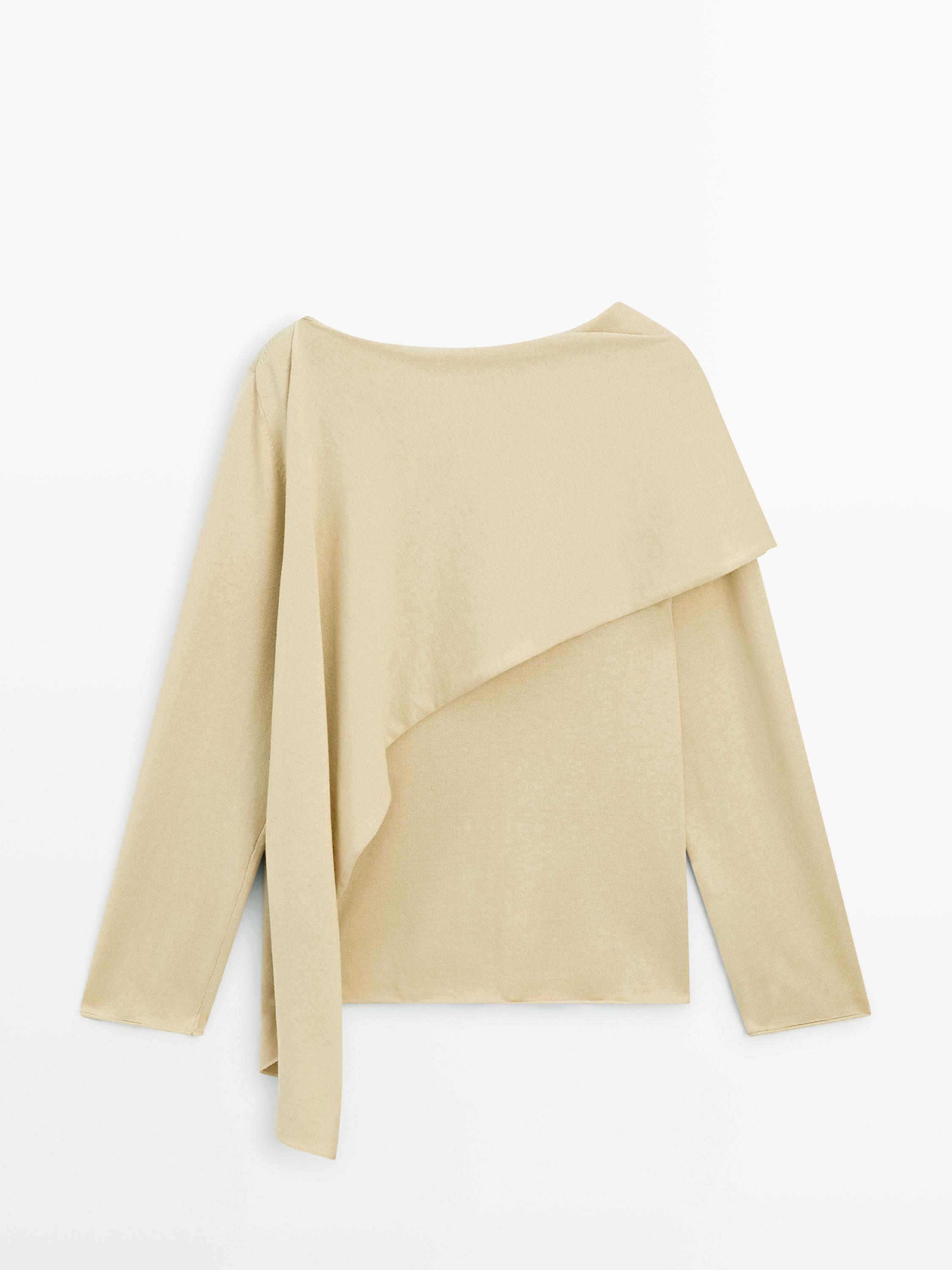 Knit sweater with scarf detail — GREENISH