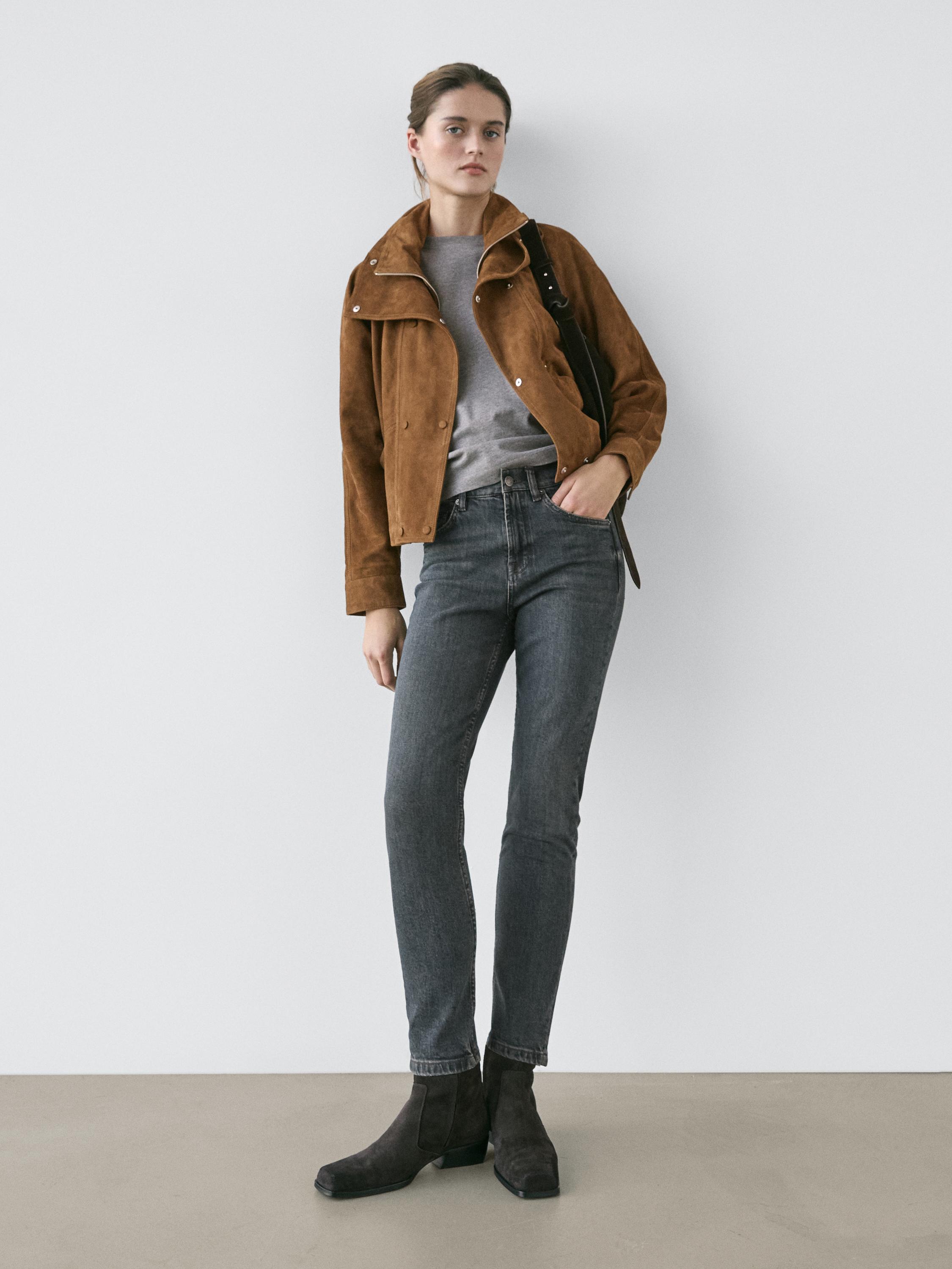 Mid-rise cropped slim fit jeans