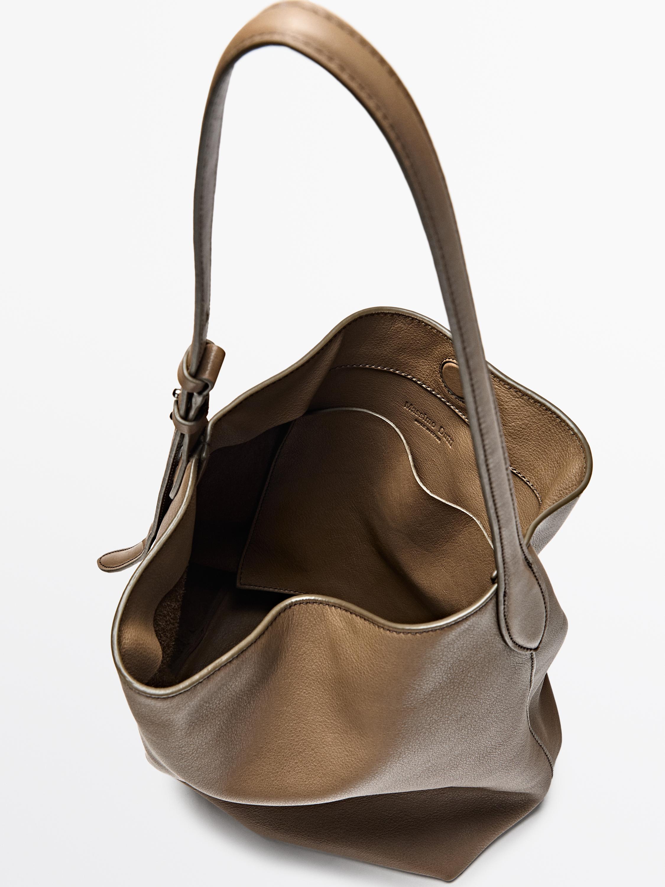 Nappa leather bucket bag — MOLE BROWN