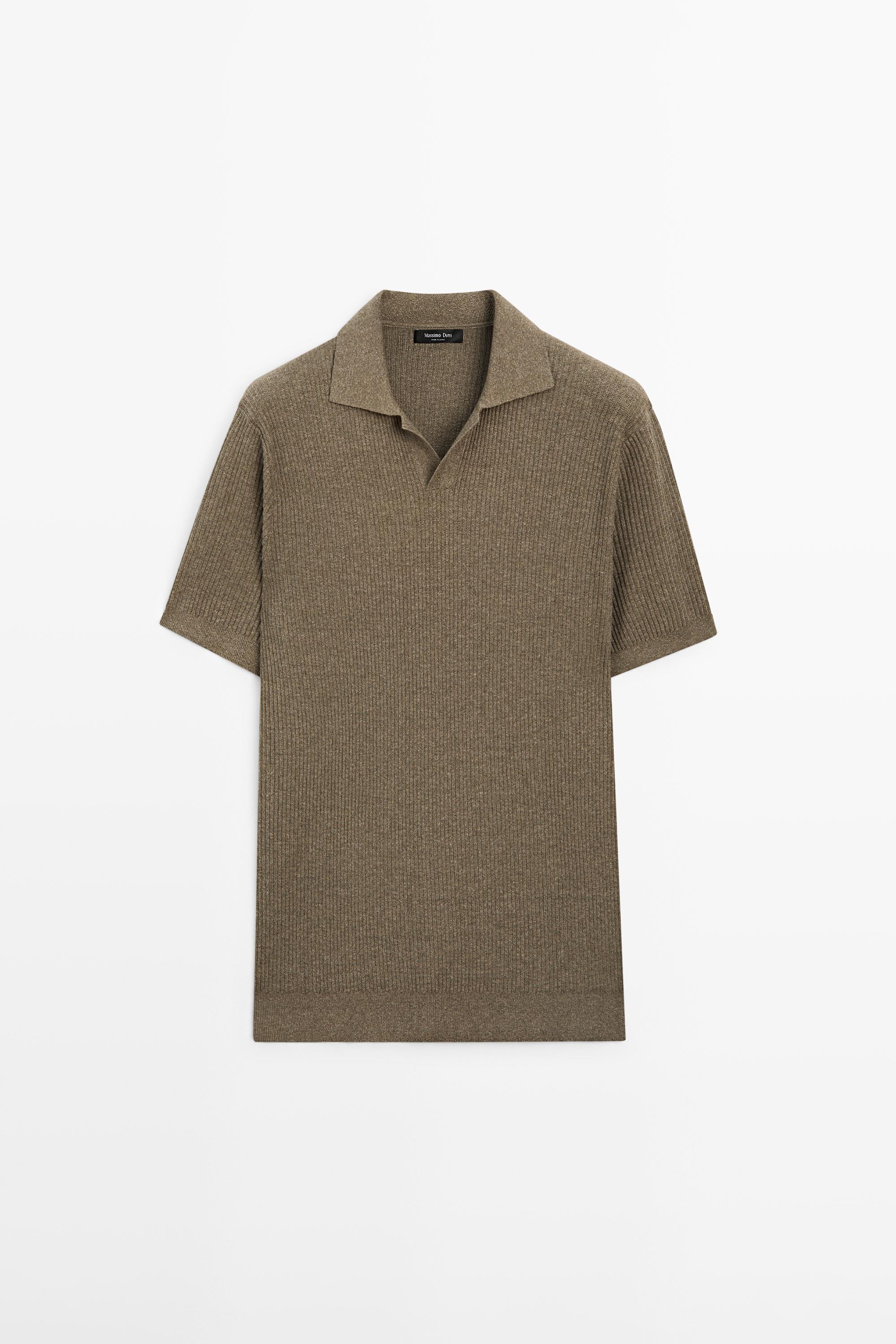 Cotton blend knit polo shirt — DARK OLIVE GREEN