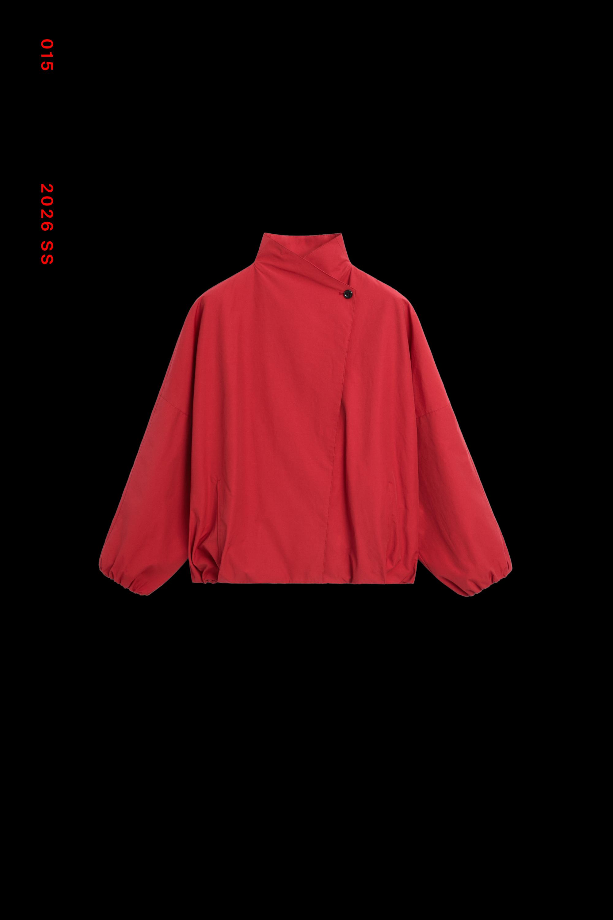 Technical bomber jacket with side button — BRIGHT RED
