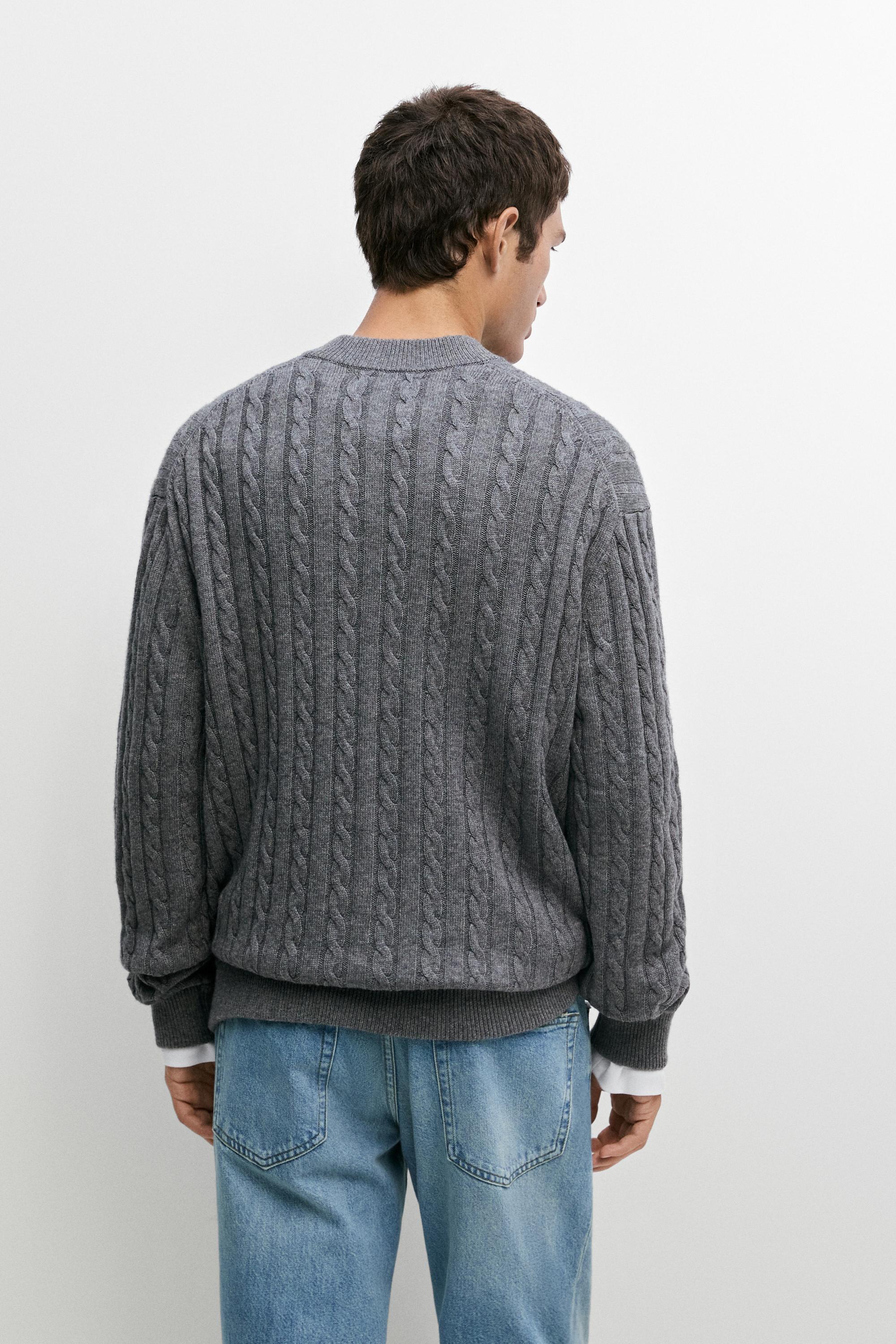Braided knit bomber cardigan - thumbnail 5