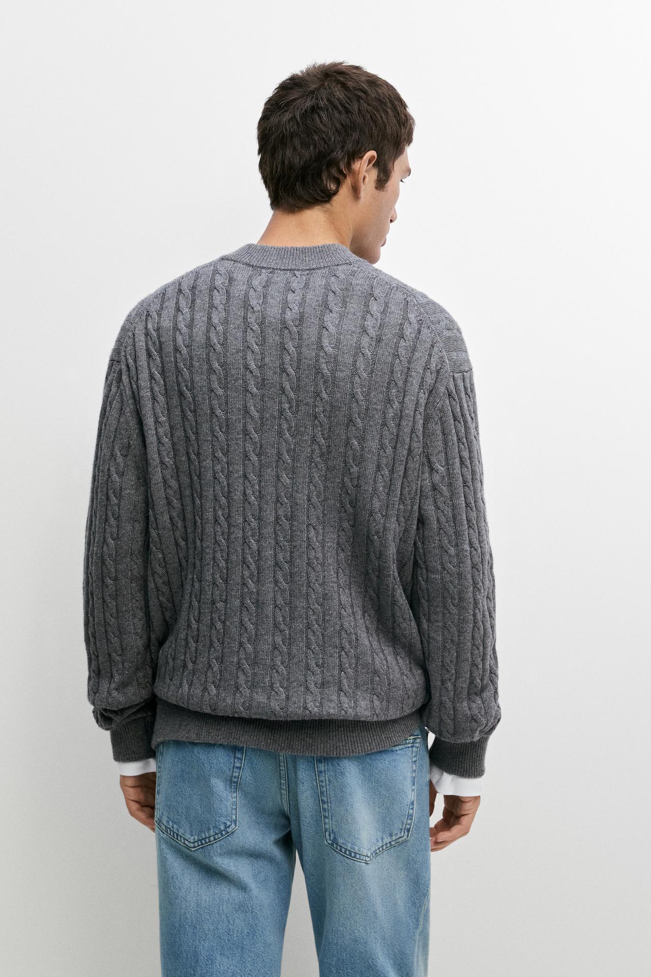 Braided knit bomber cardigan — ANTHRACITE GREY