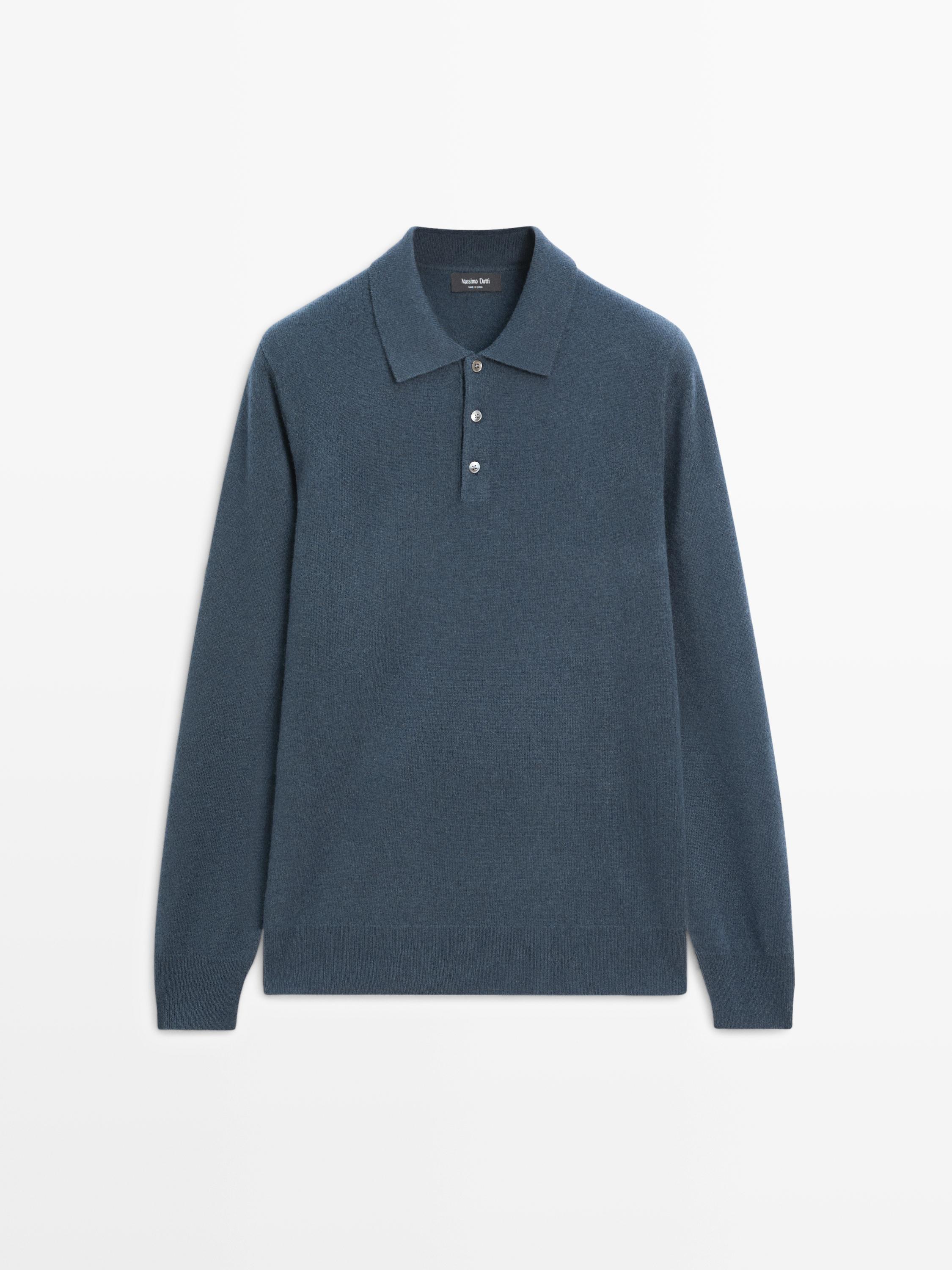 Wool blend knit polo jumper
