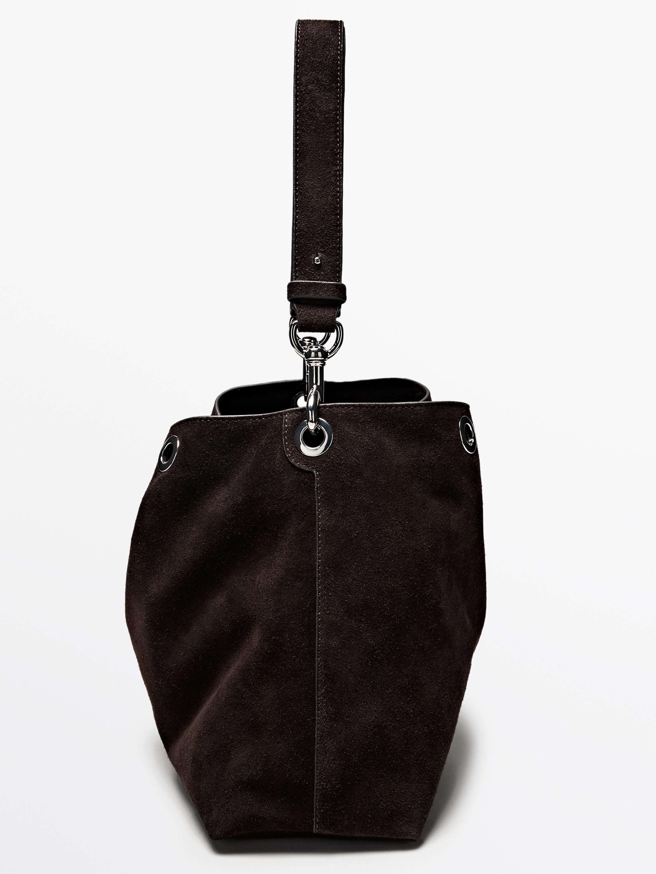Handtasche mit Ösen aus Rauleder