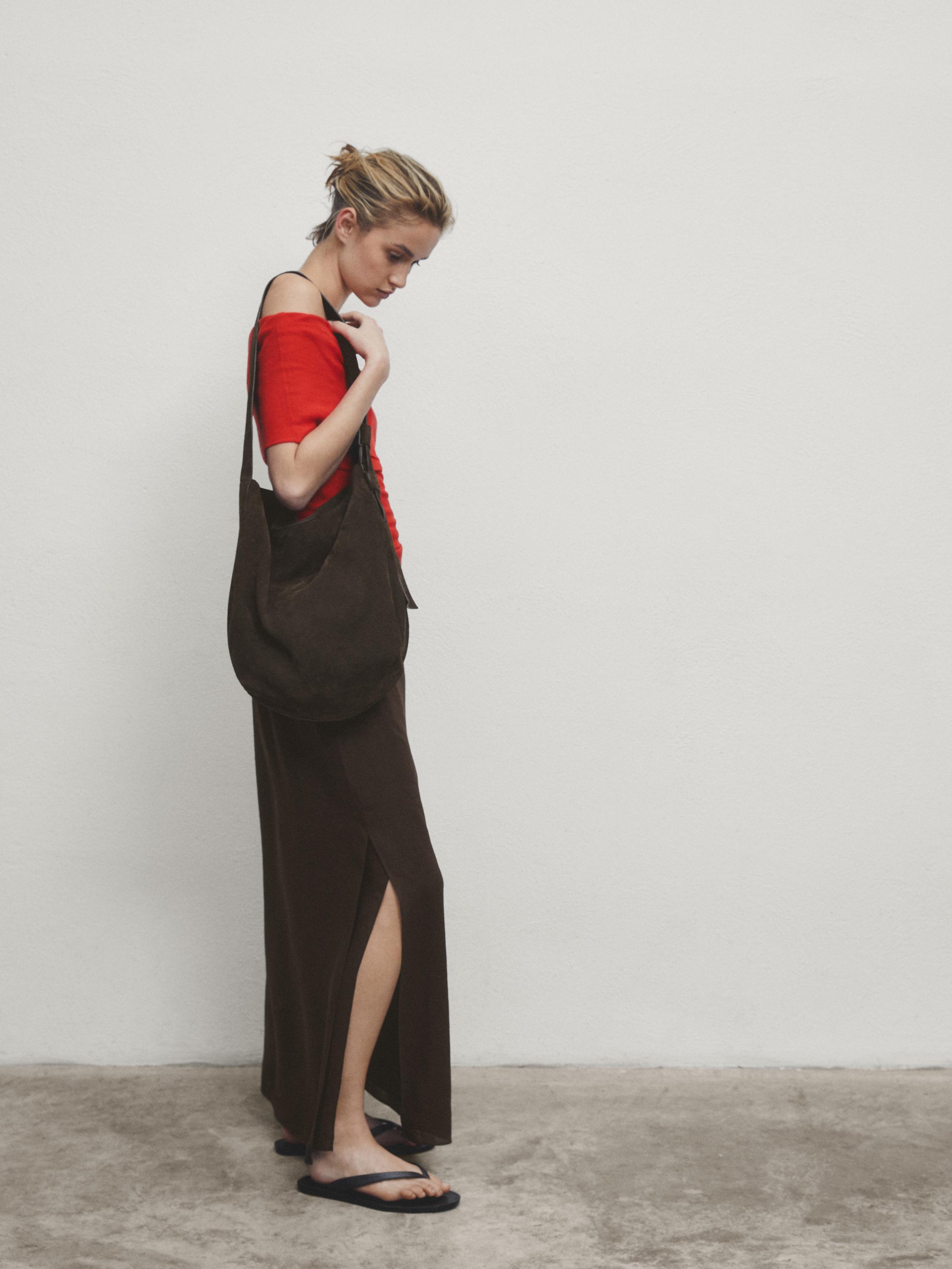 Long skirt with drawstring detail
