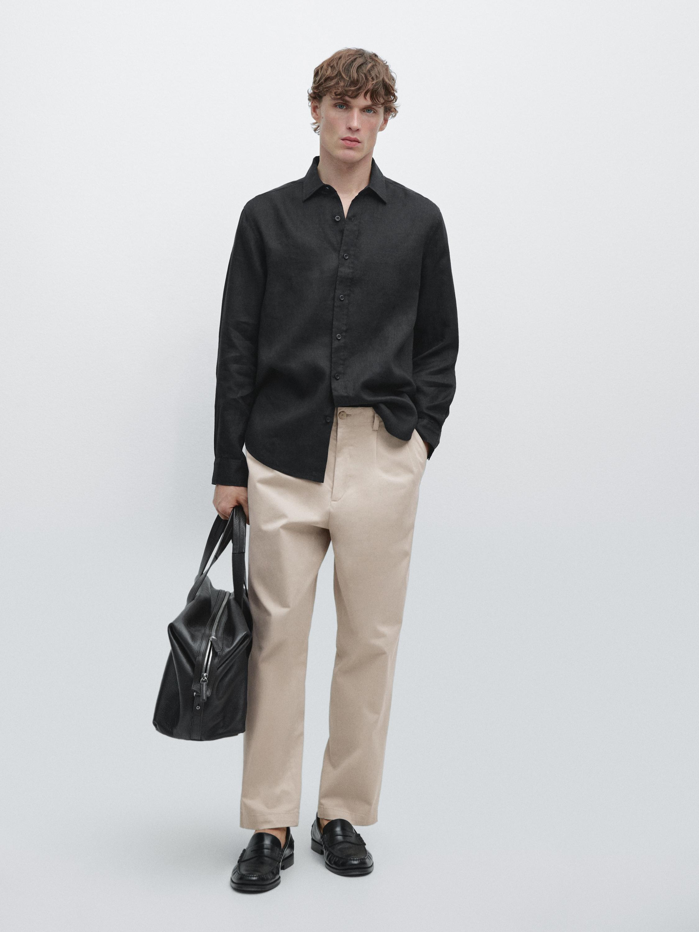 Slim fit 100% linen shirt