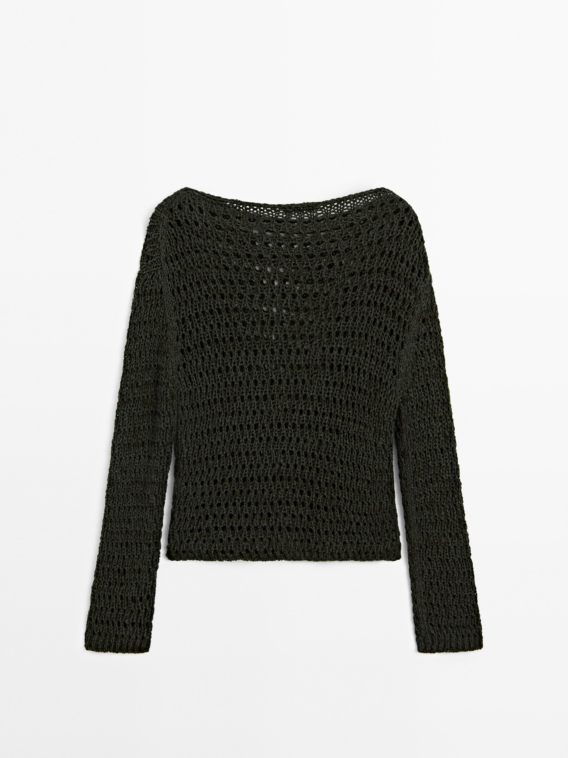 Cotton blend cutwork sweater
