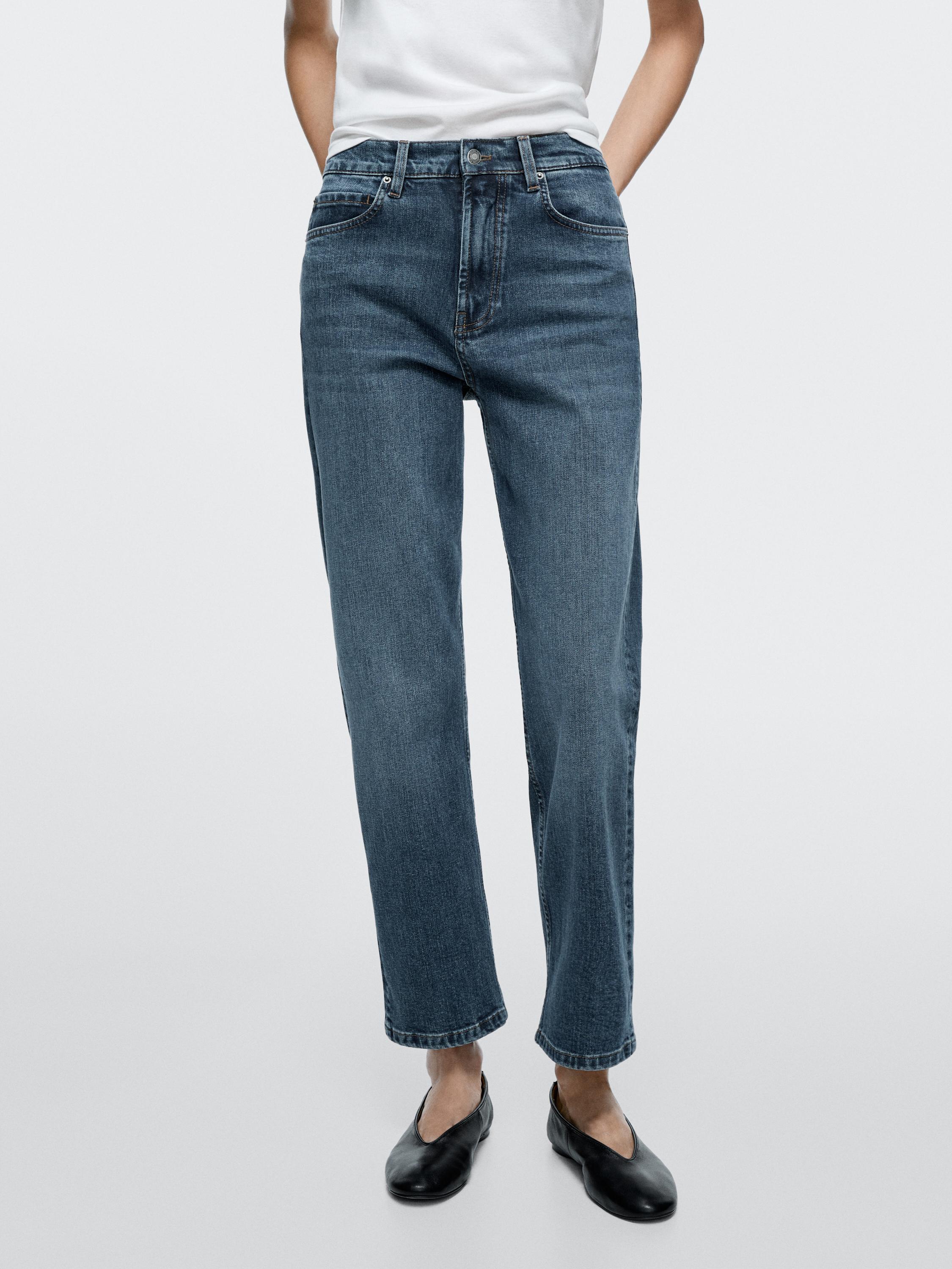 Mid-rise straight-leg jeans