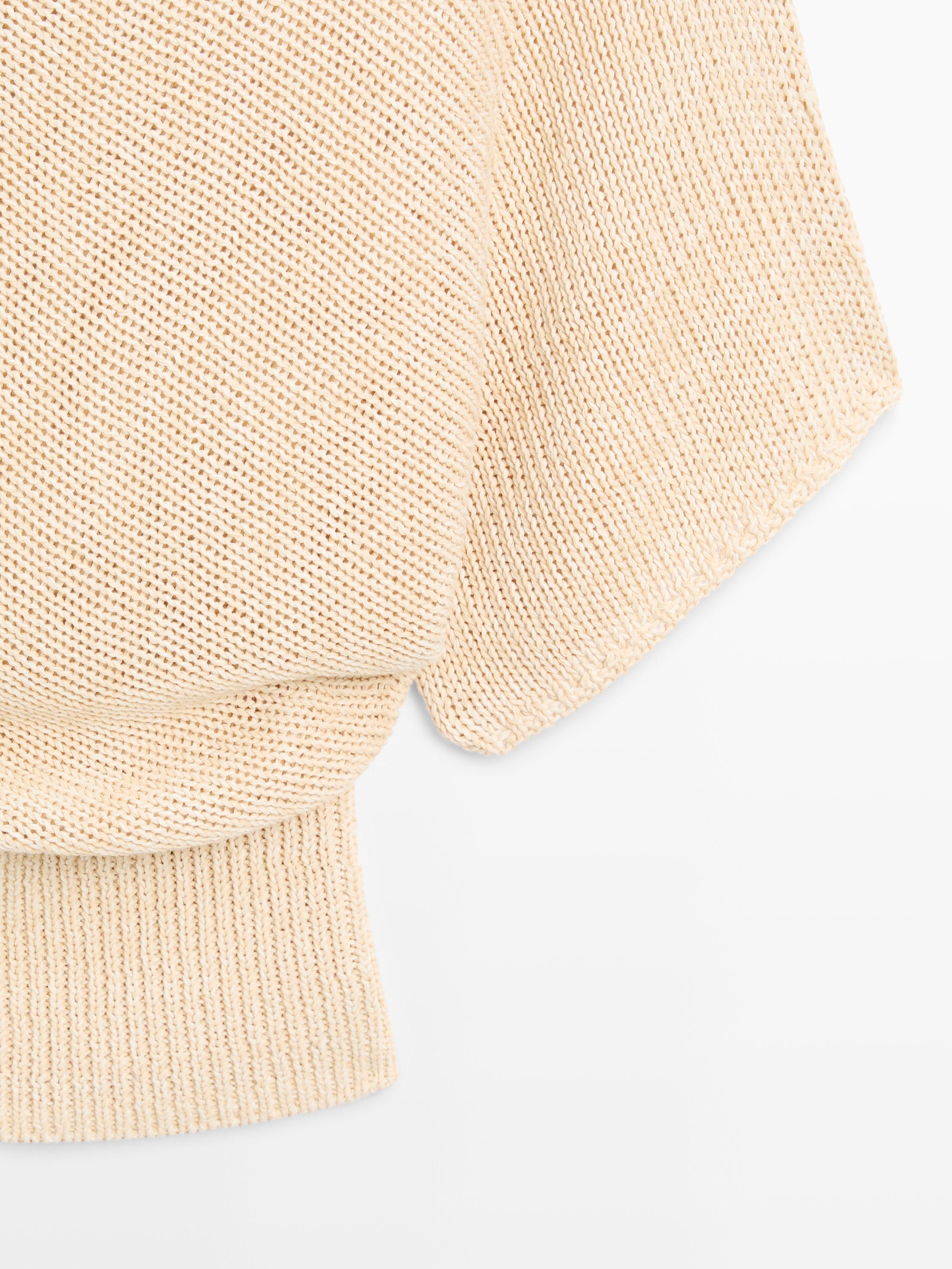Oversize asymmetric cotton and linen sweater — Vanilla