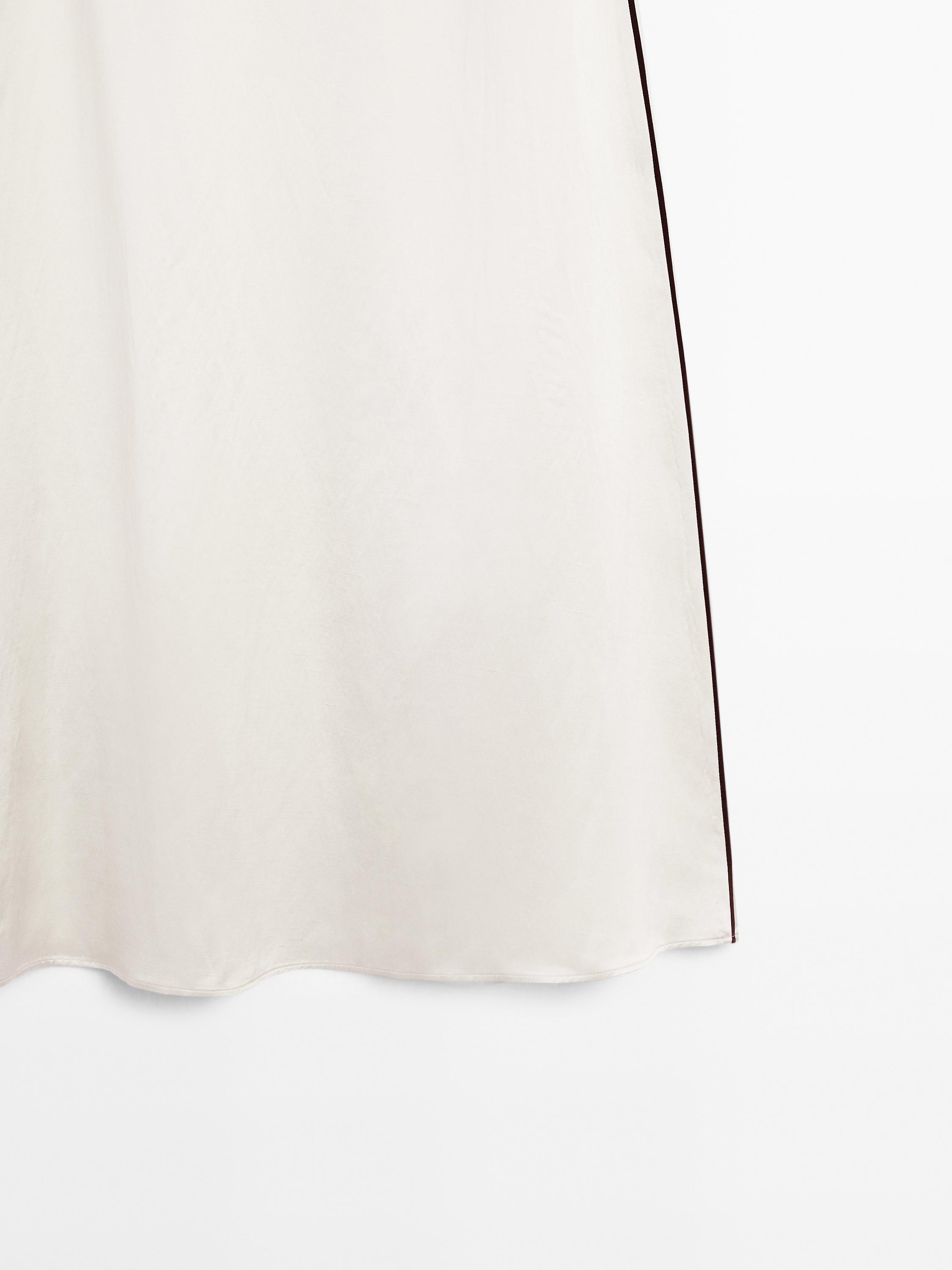 Satin midi skirt with trims