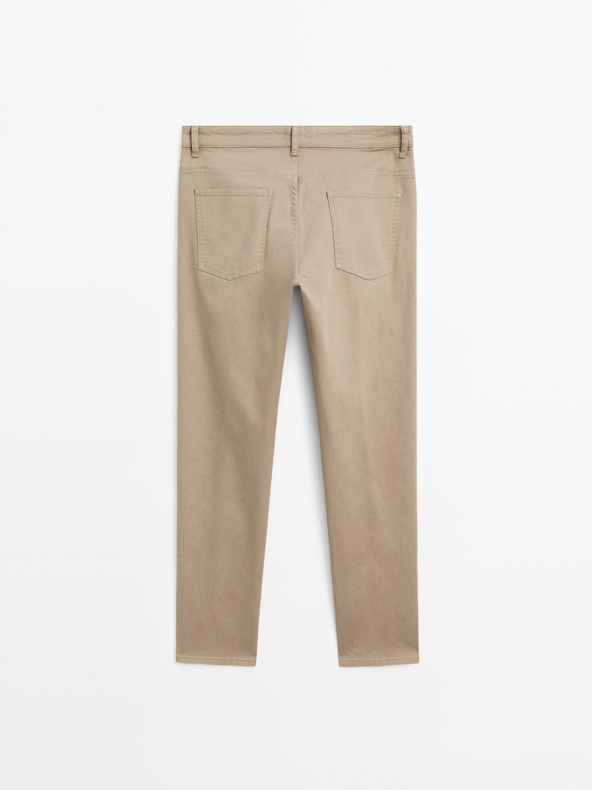 Cotton blend slim fit denim trousers