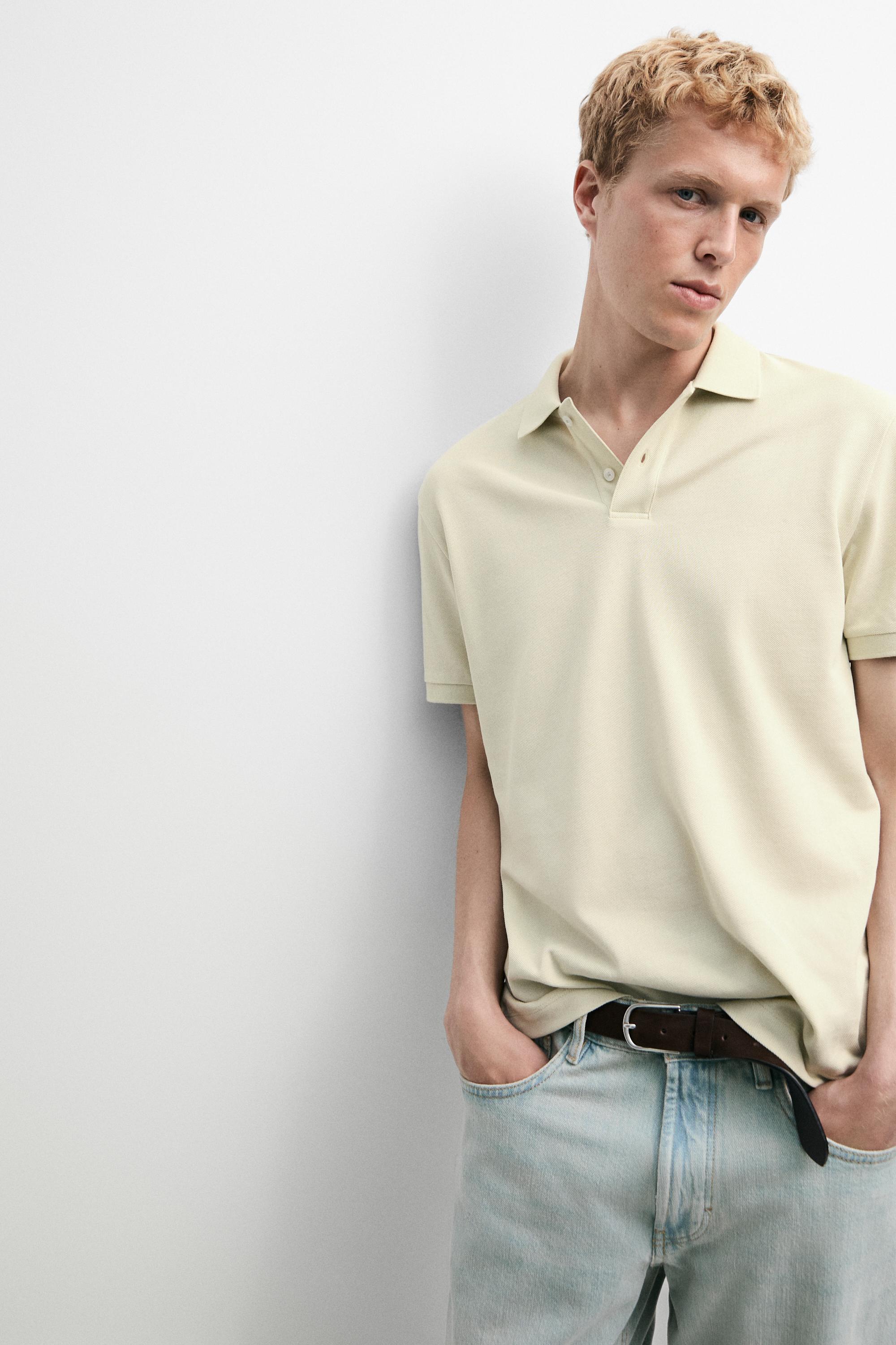 Micro-textured cotton piqué polo shirt — Green