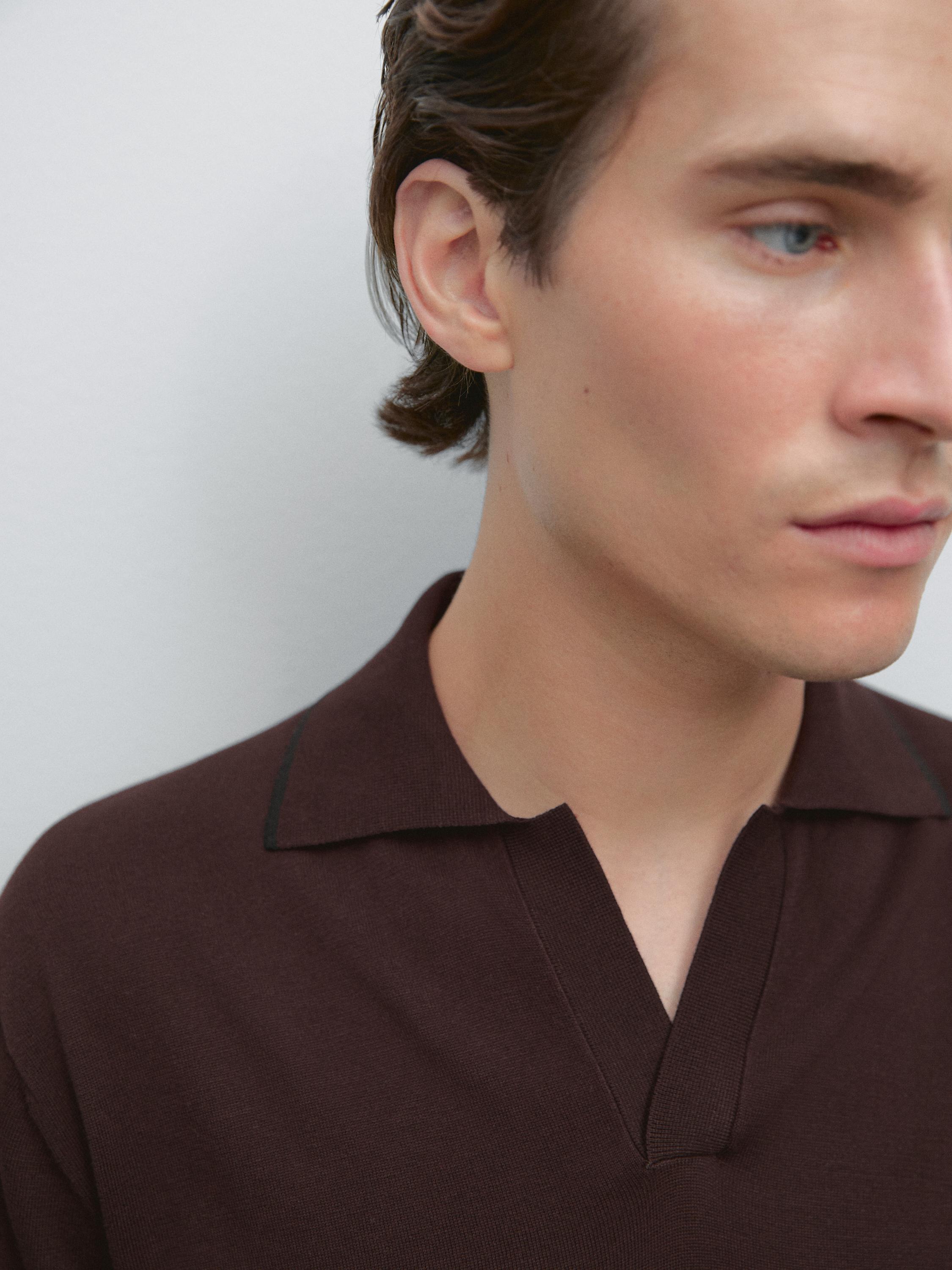 Polo en maille détail contrastant