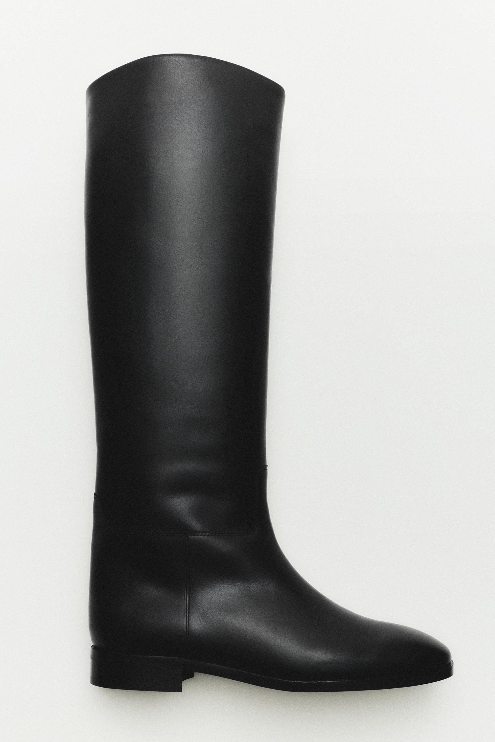 Knee-high leather boots - Made in Spain — BLACK