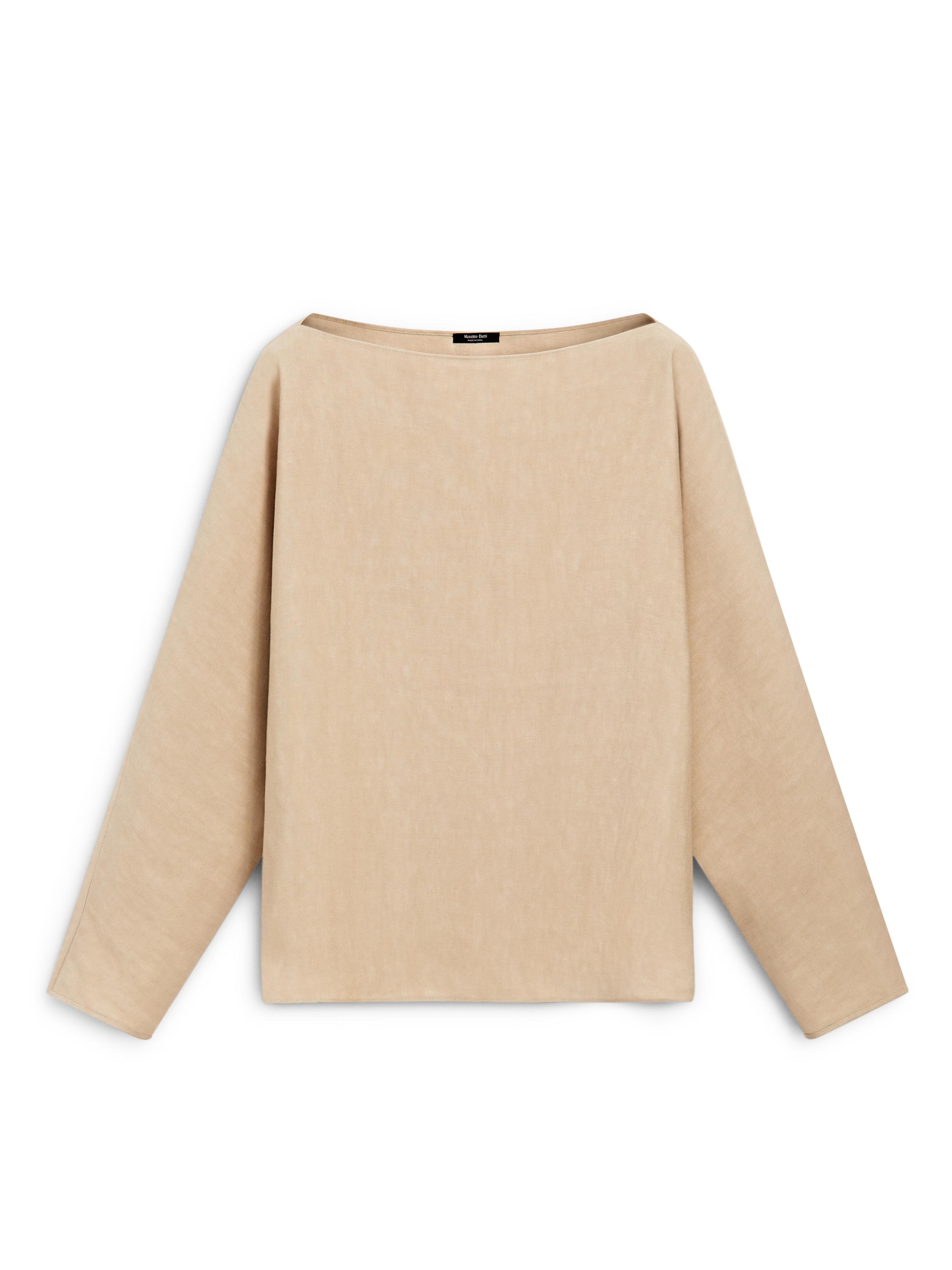 Flowing boat neck shirt — BEIGE