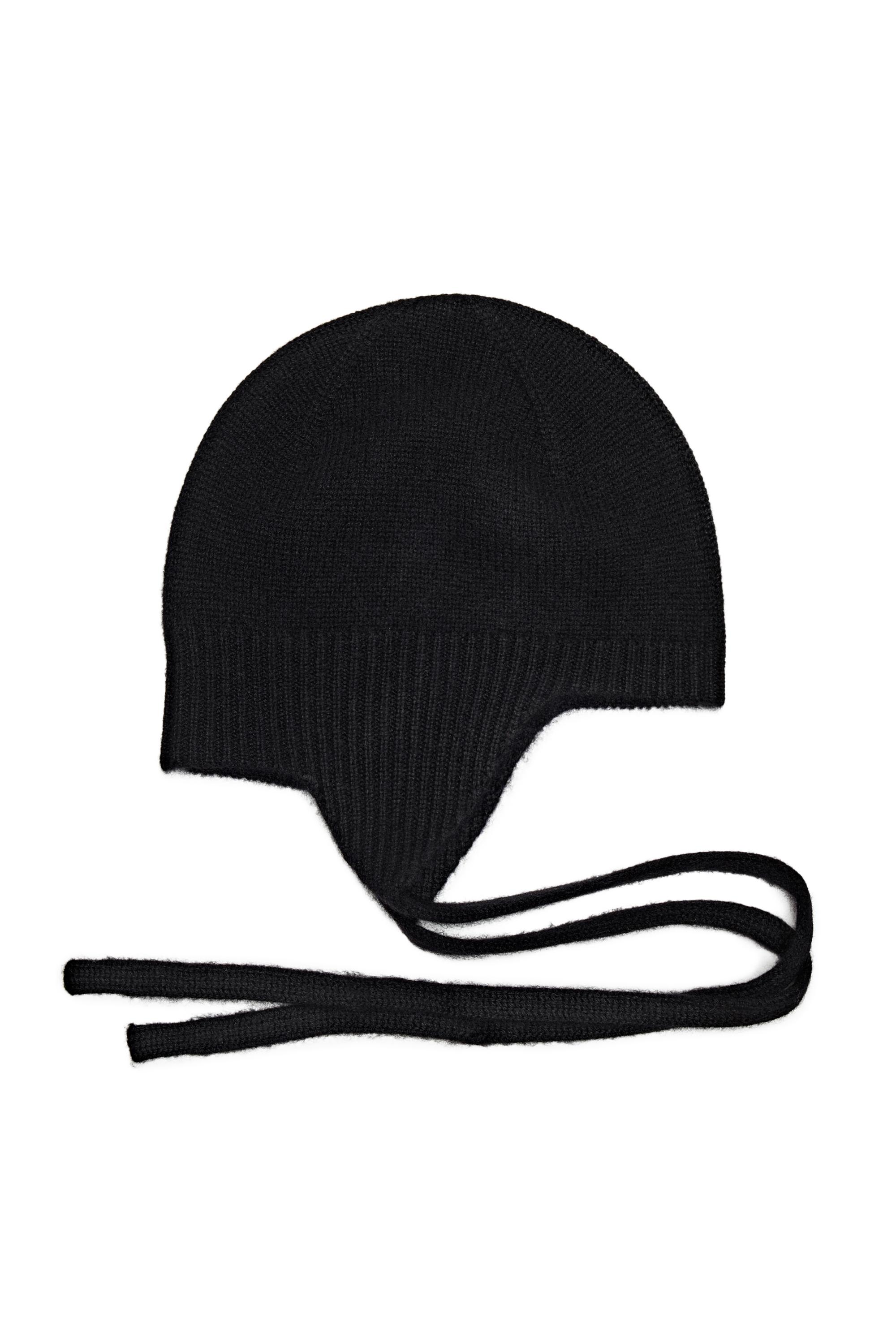 100% cashmere tie-detail beanie — BLACK