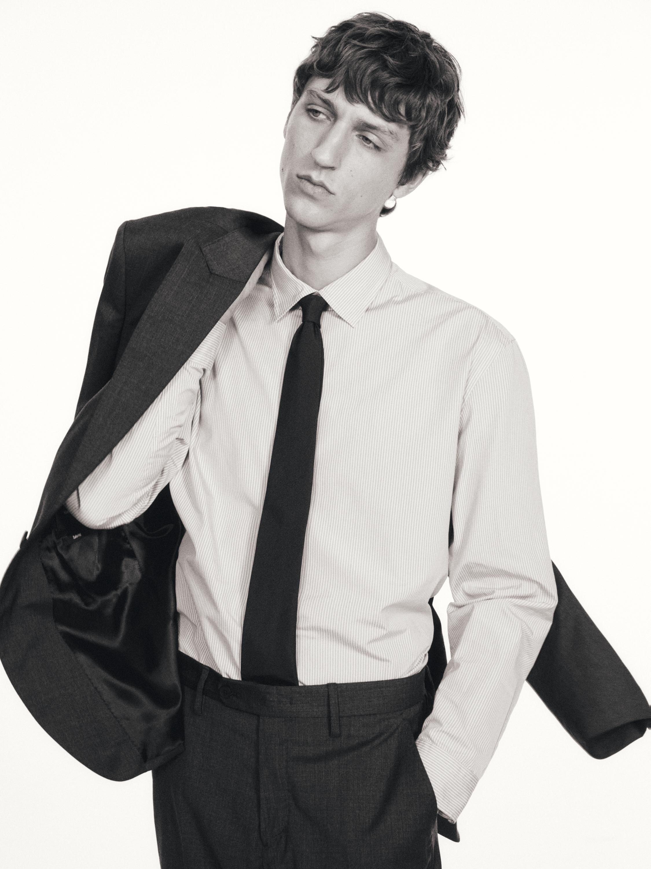 Chemise regular en popeline à rayures