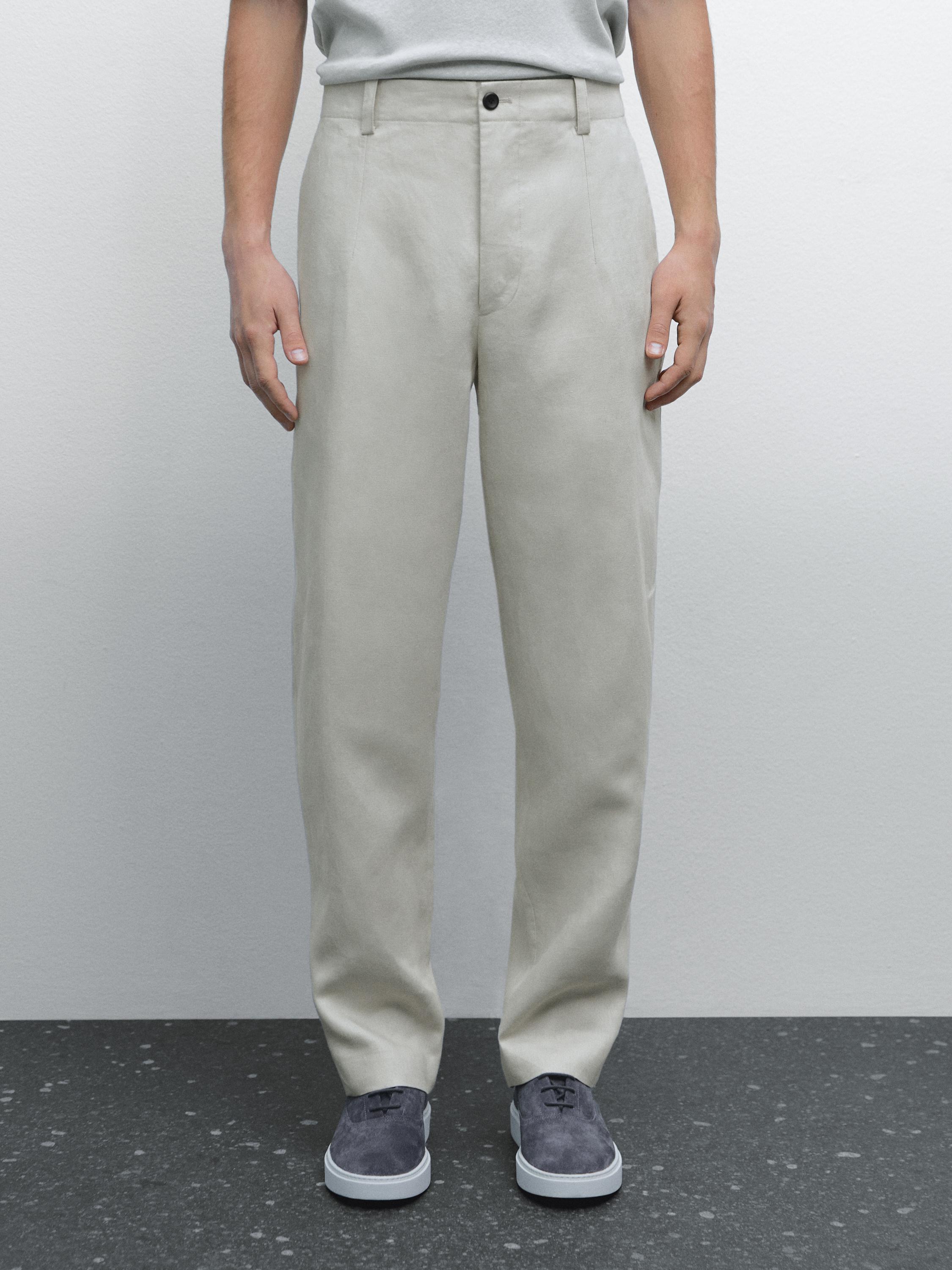 100% linen suit trousers