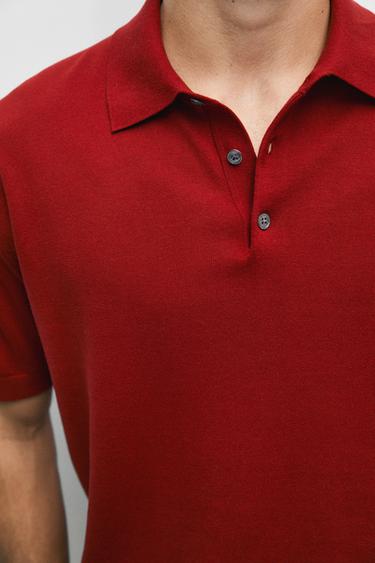 100% cotton knit polo sweater — RUBY RED 8