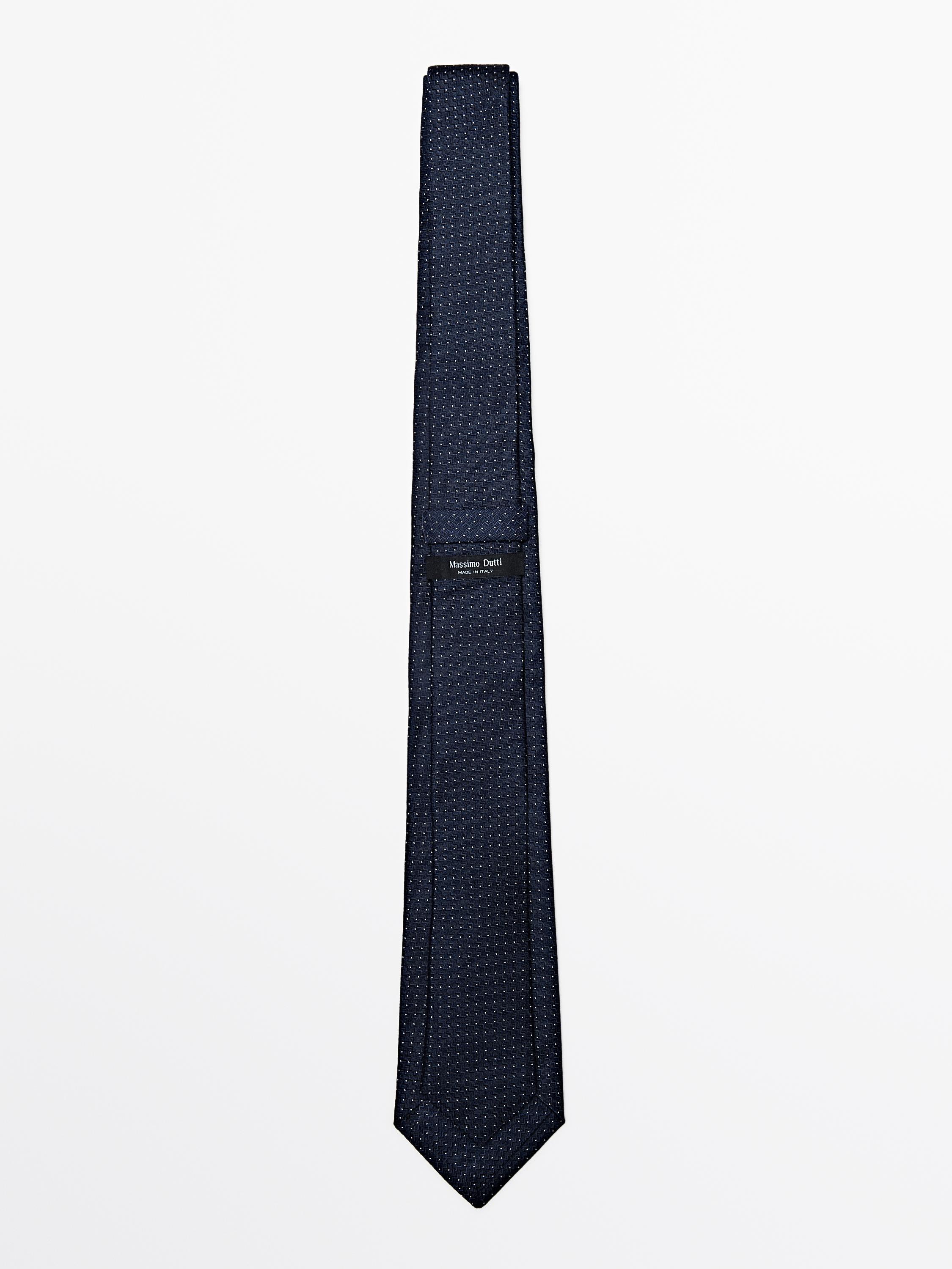 100% silk polka dot tie — NAVY BLUE