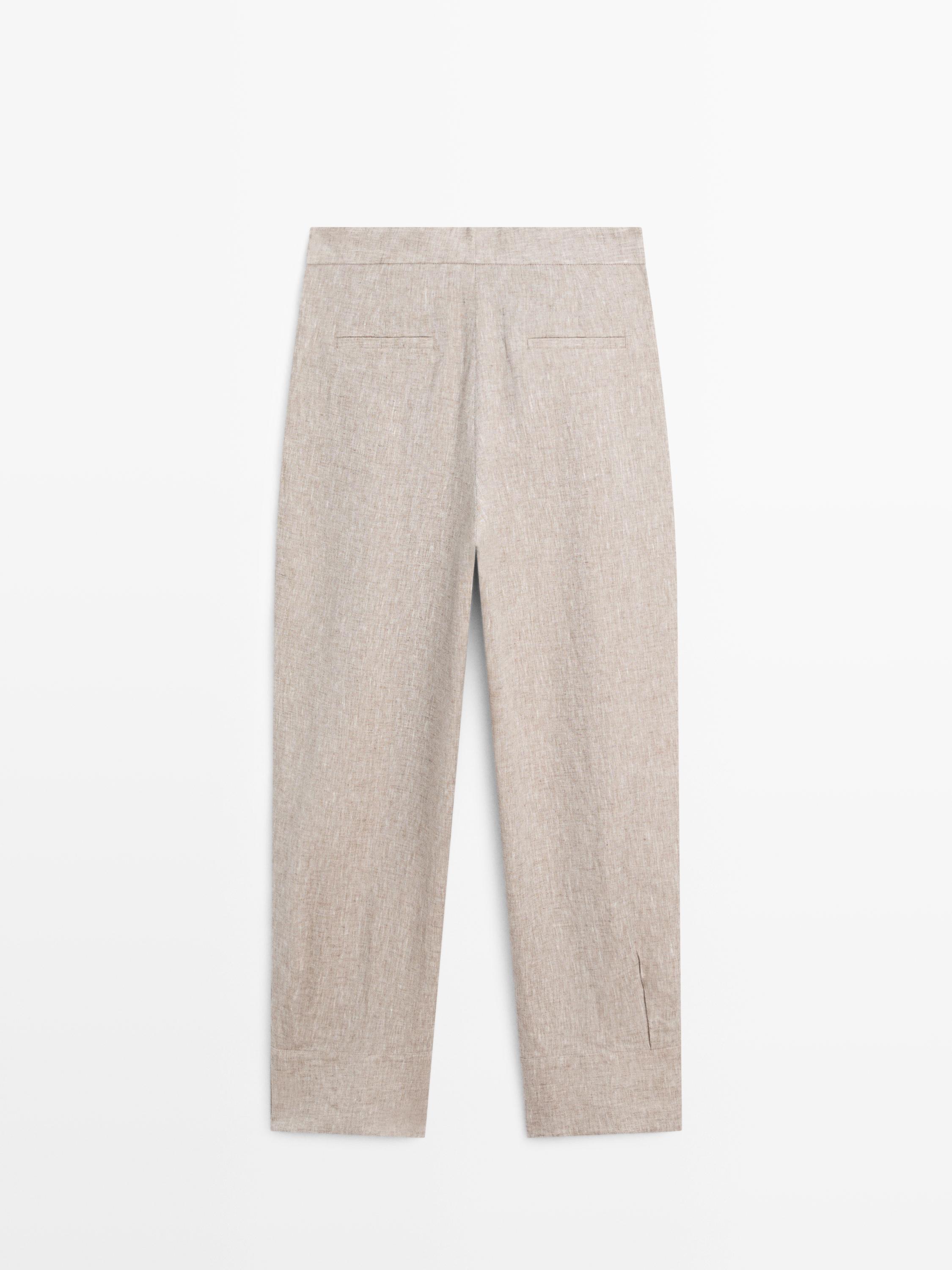 Suit trousers with buckle detail — BEIGE