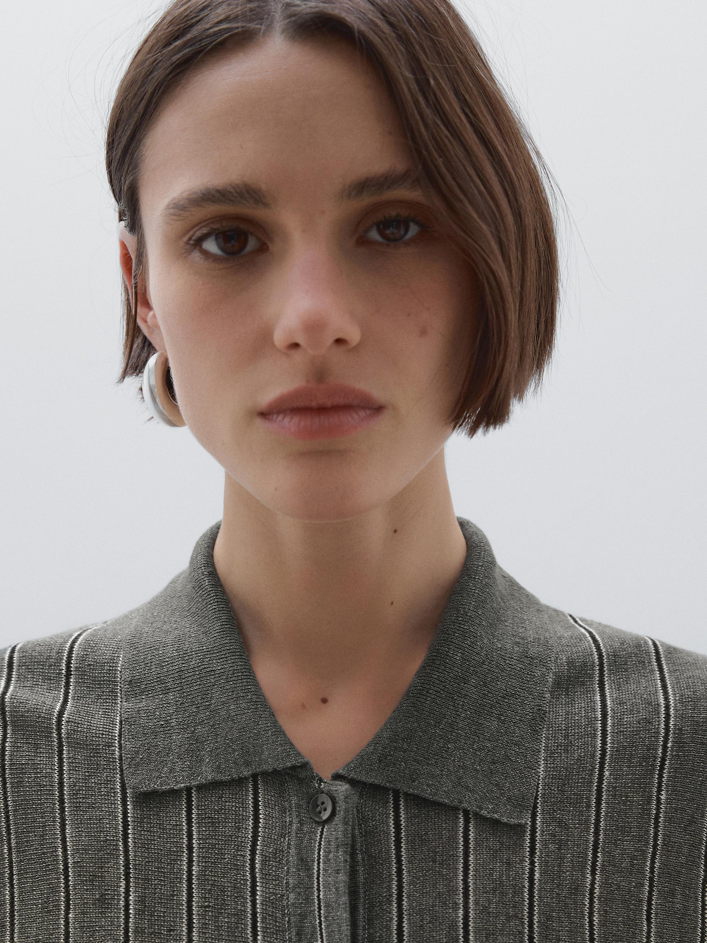 100% linen striped cardigan