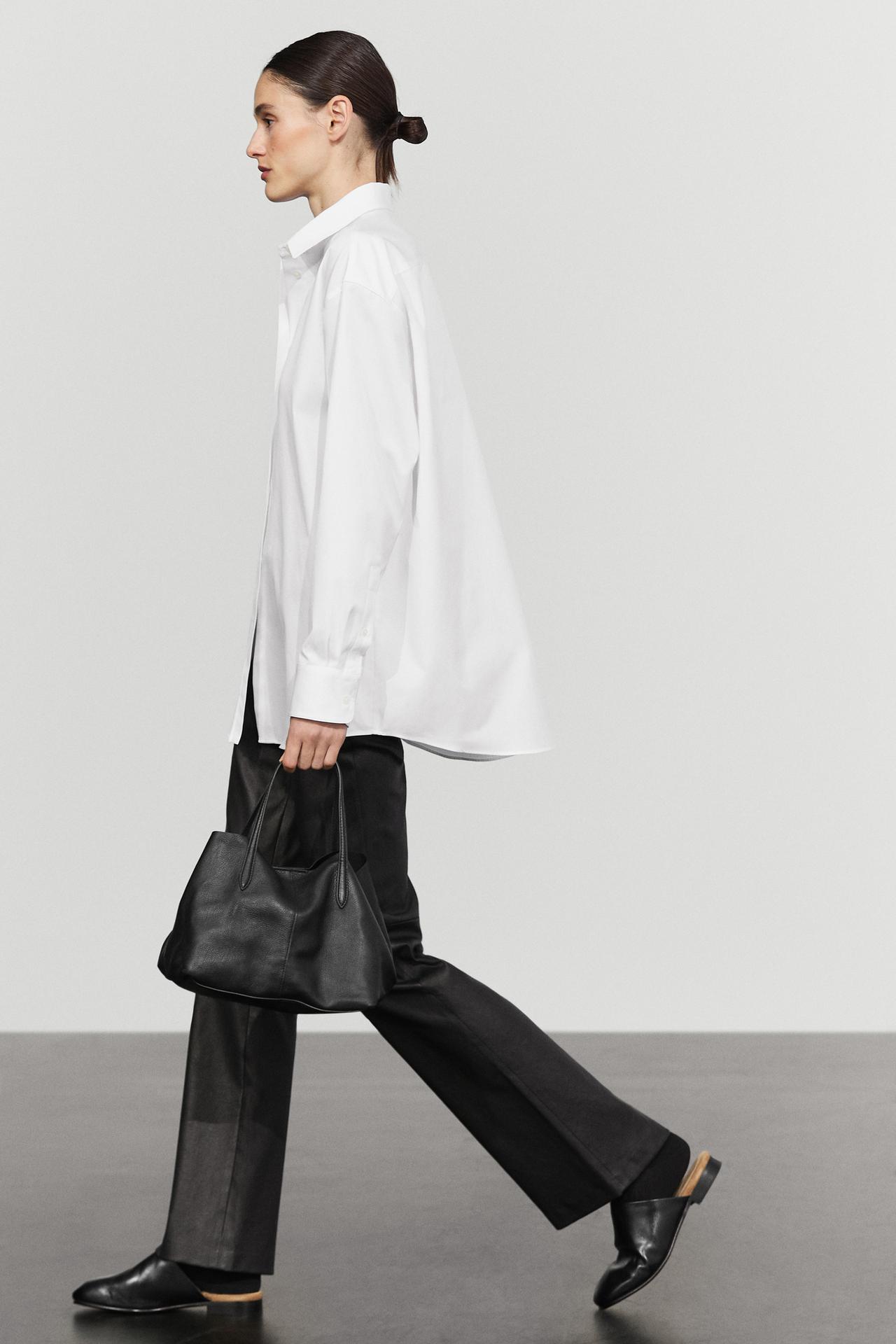 Oversize 100% cotton poplin shirt — WHITE