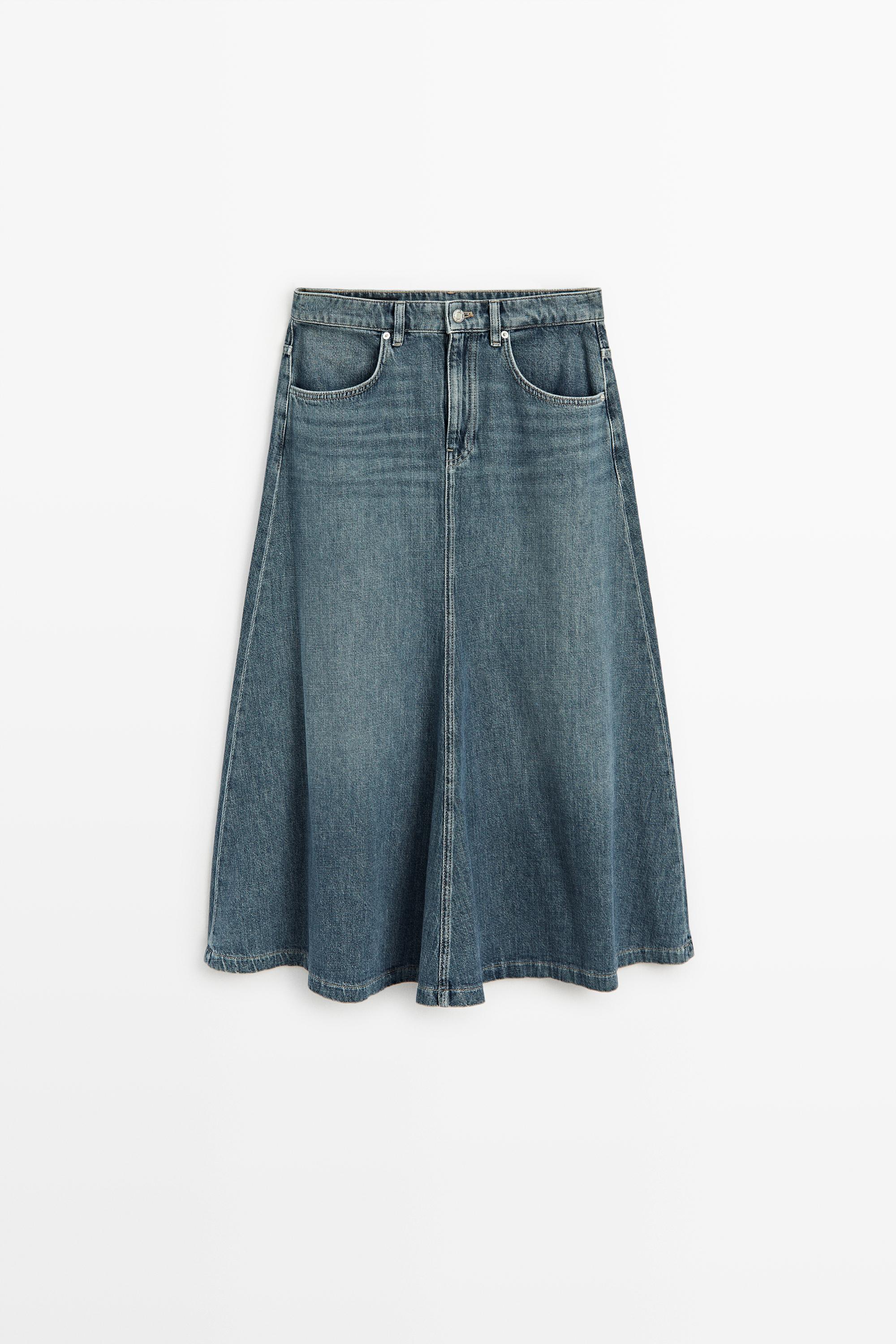 Falda midi flare fit denim