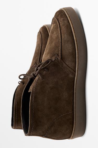 Split suede moc toe bootie — BROWN 5
