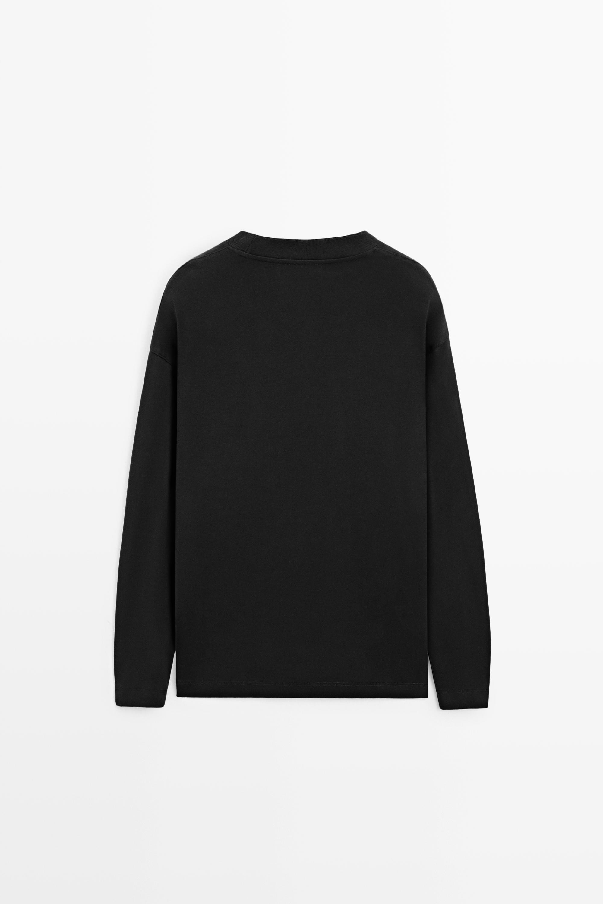 Massimo Dutti %100 pamuklu boxy kesim uzun kollu t-shirt görsel 7
