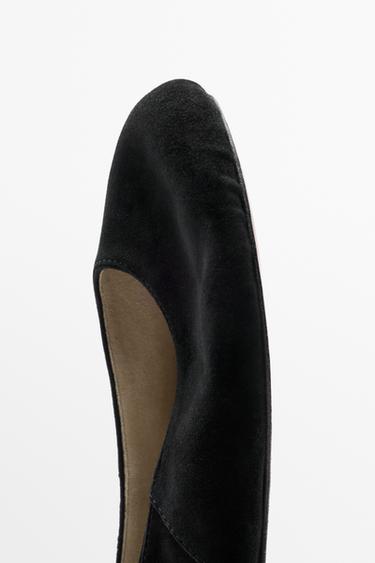 Soft suede goatskin ballet flat — BLACK 5